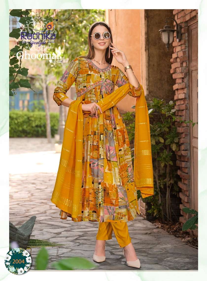 RADHIKA LIFESTYLE GHOOMAR VOL 2 KURTI PANT WITH DUPATTA COMBO