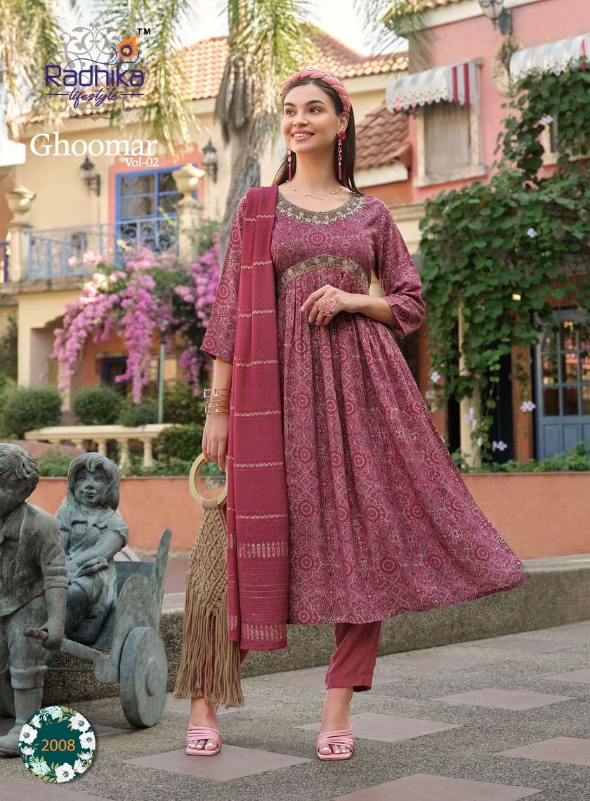 RADHIKA LIFESTYLE GHOOMAR VOL 2 KURTI PANT WITH DUPATTA COMBO