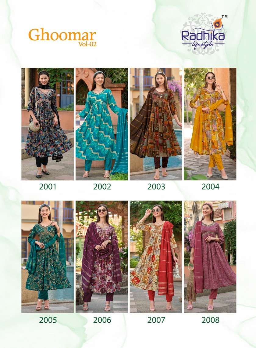 RADHIKA LIFESTYLE GHOOMAR VOL 2 KURTI PANT WITH DUPATTA COMBO