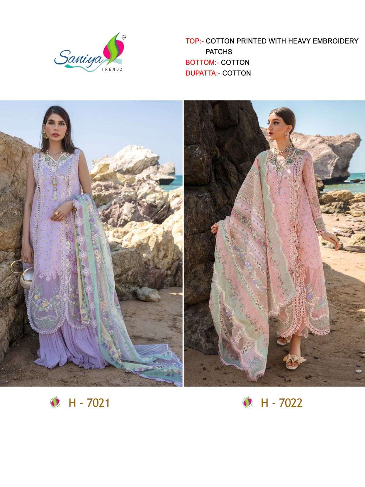 SANIYA TRENDZ H 7021 & 7022 COTTON FANCY SUITS