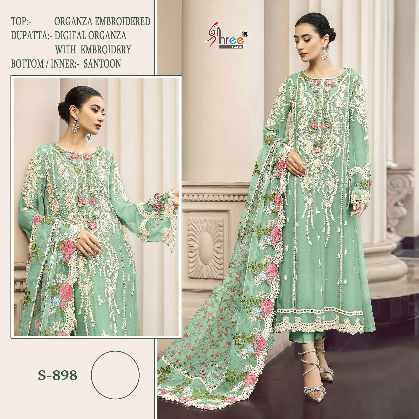SHREE FAB S 898 BEAUTIFUL ORGANZA EMBROIERED SUITS
