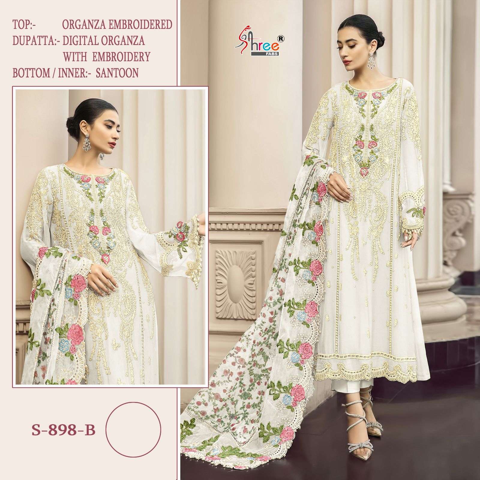 SHREE FAB S 898 BEAUTIFUL ORGANZA EMBROIERED SUITS