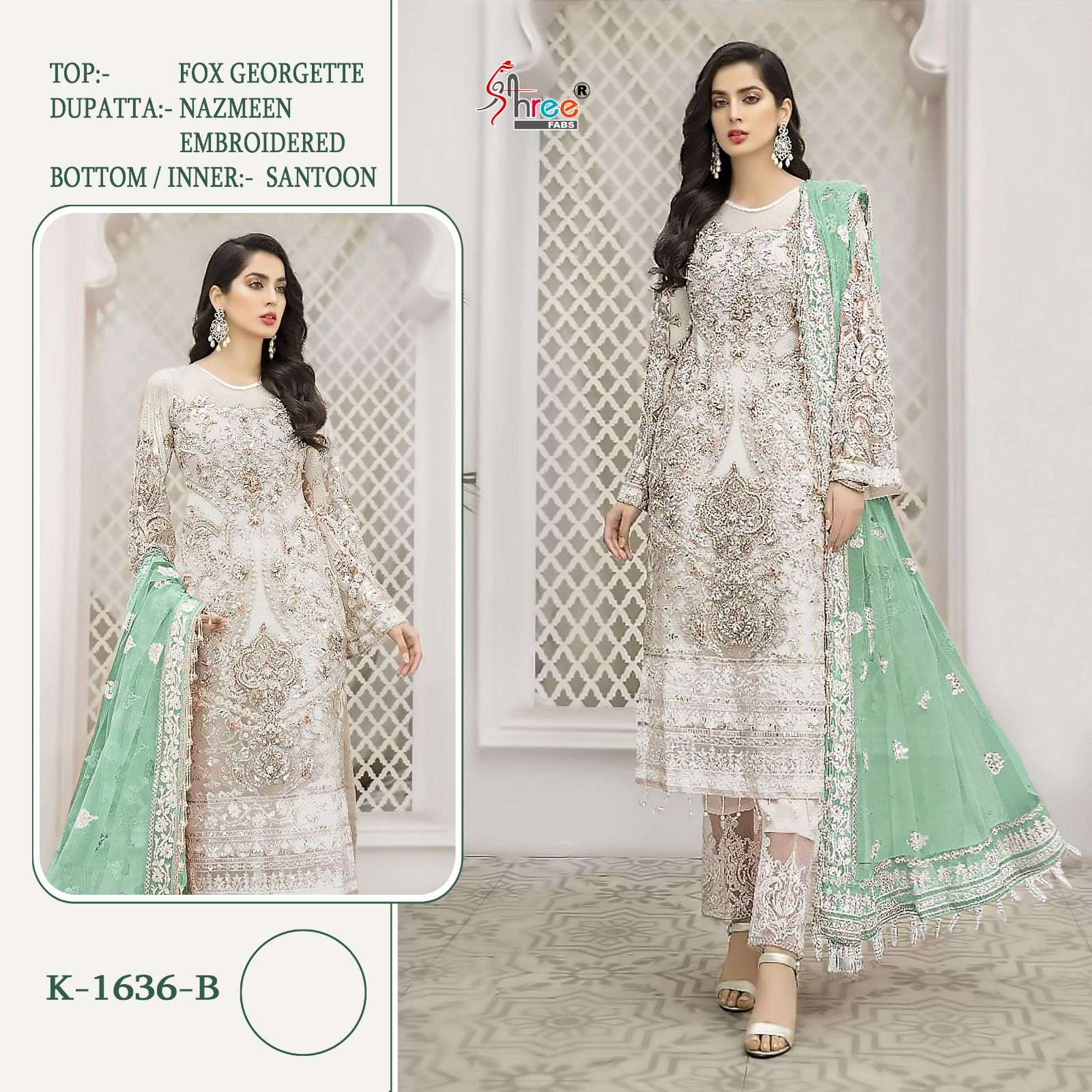 SHREE FABS K 1636 EMBROIDERED GEORGETTE SUITS  