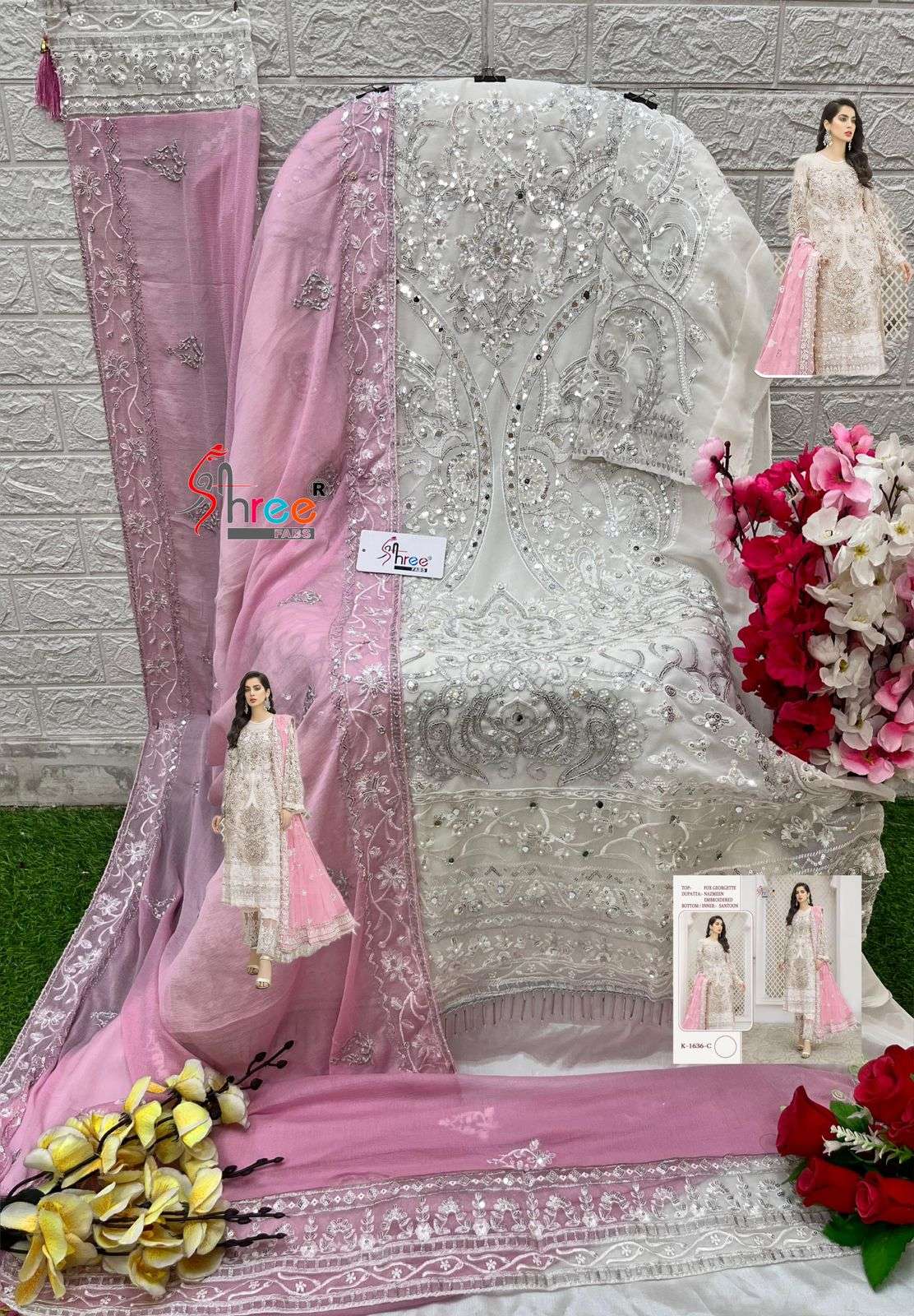 SHREE FABS K 1636 EMBROIDERED GEORGETTE SUITS  