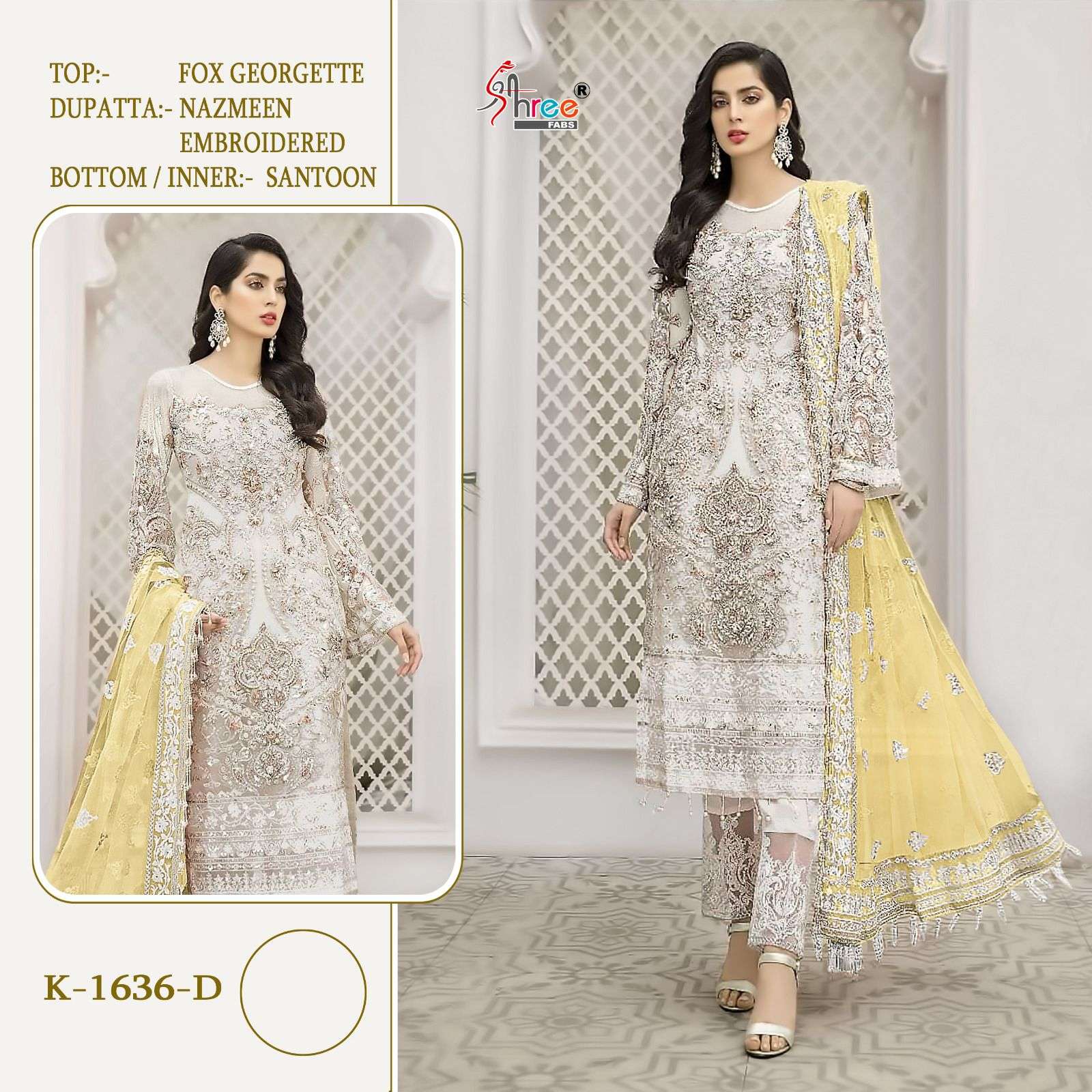 SHREE FABS K 1636 EMBROIDERED GEORGETTE SUITS  