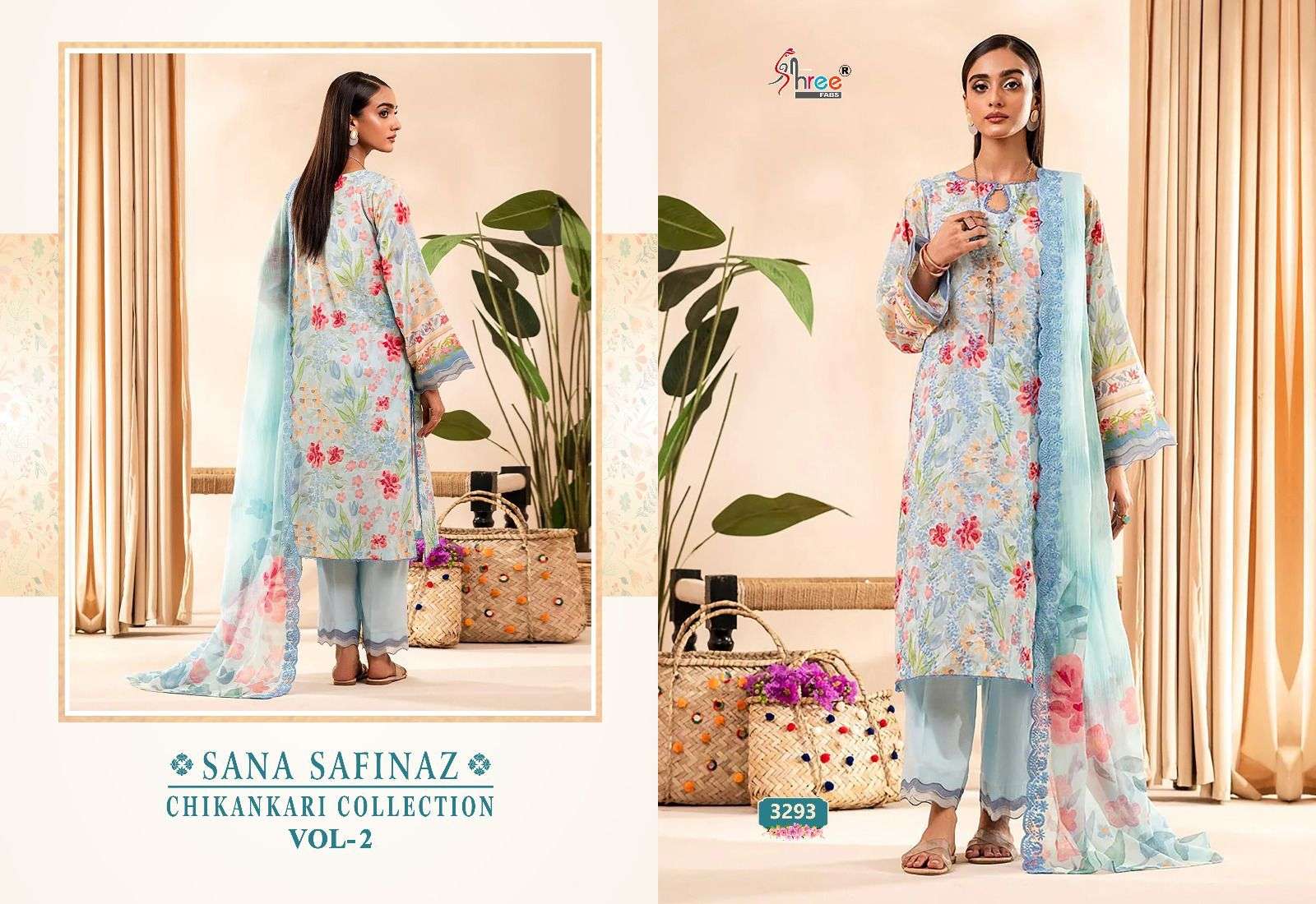 SHREE FABS SANA SAFINAZ CHIKANKARI COLLECTION VOL 2 COTTON SALWAR KAMEEZ 