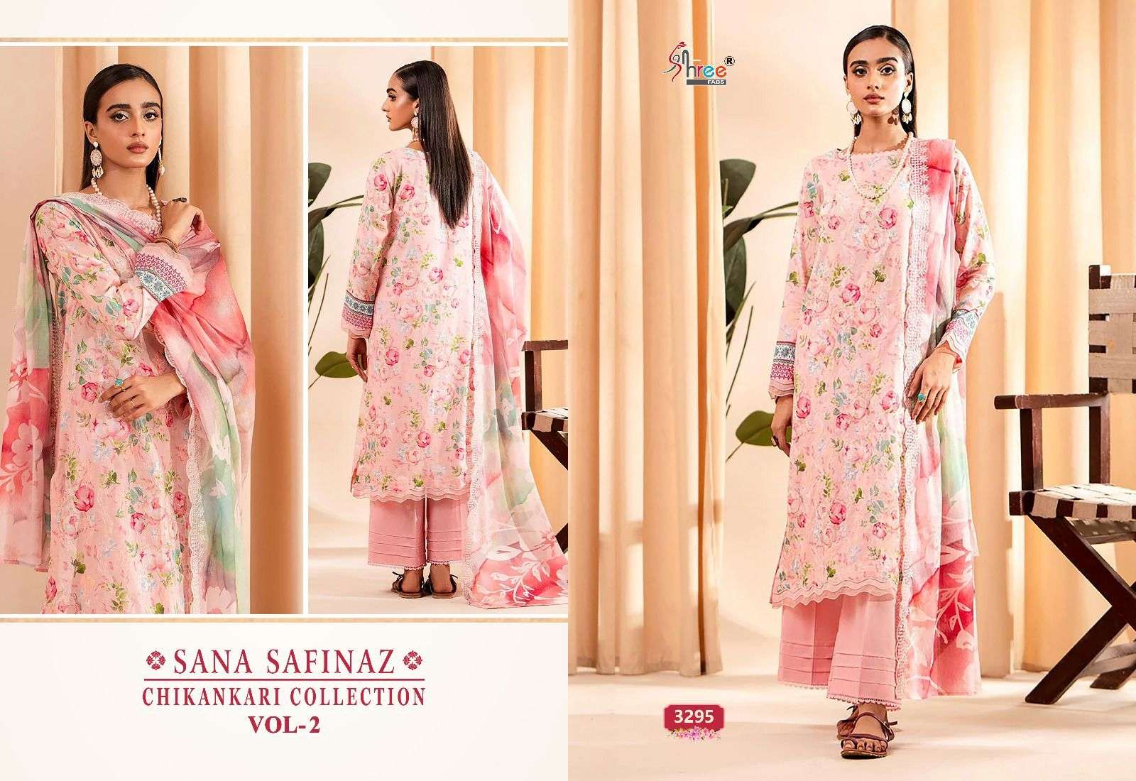 SHREE FABS SANA SAFINAZ CHIKANKARI COLLECTION VOL 2 COTTON SALWAR KAMEEZ 