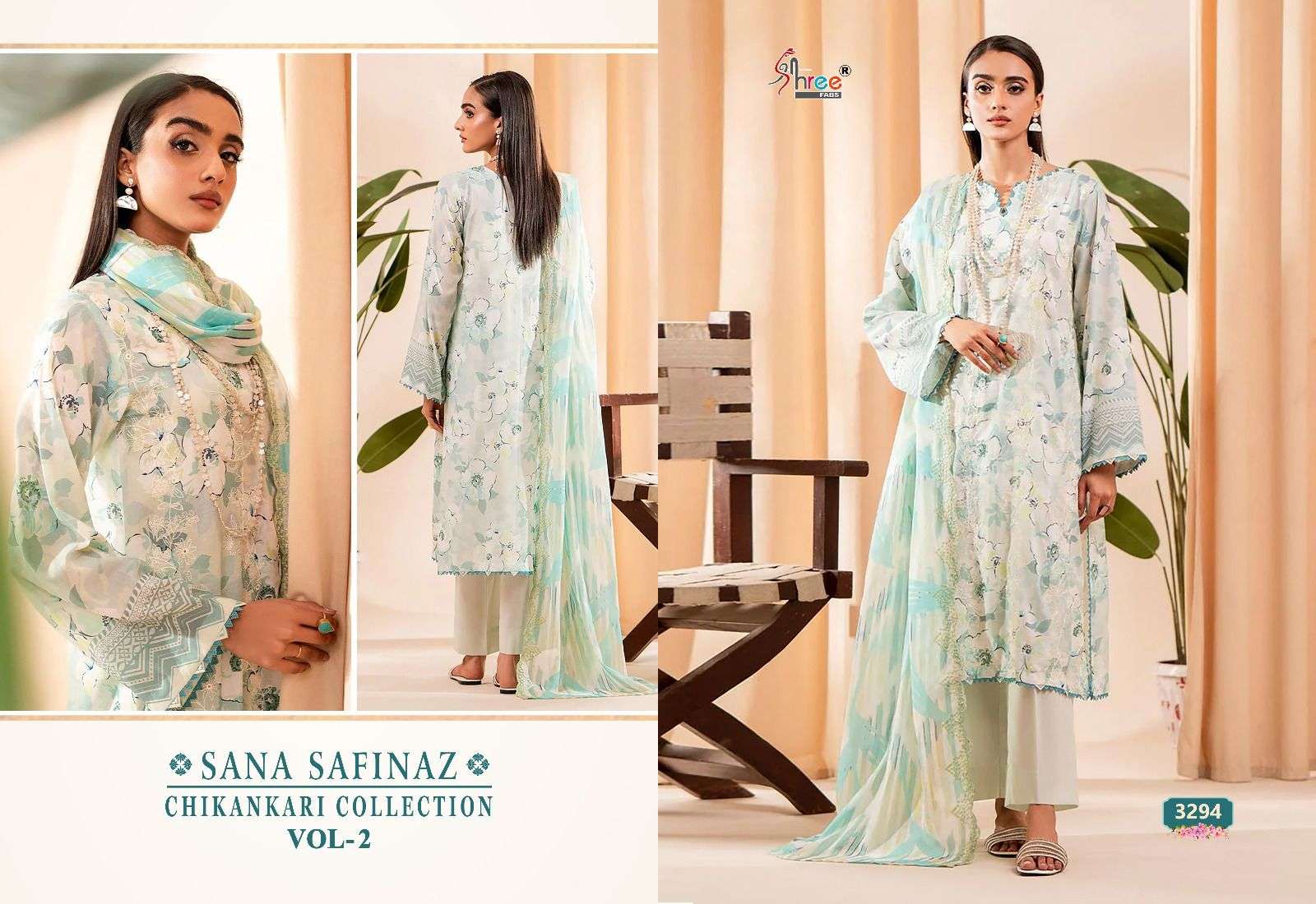 SHREE FABS SANA SAFINAZ CHIKANKARI COLLECTION VOL 2 COTTON SALWAR KAMEEZ 