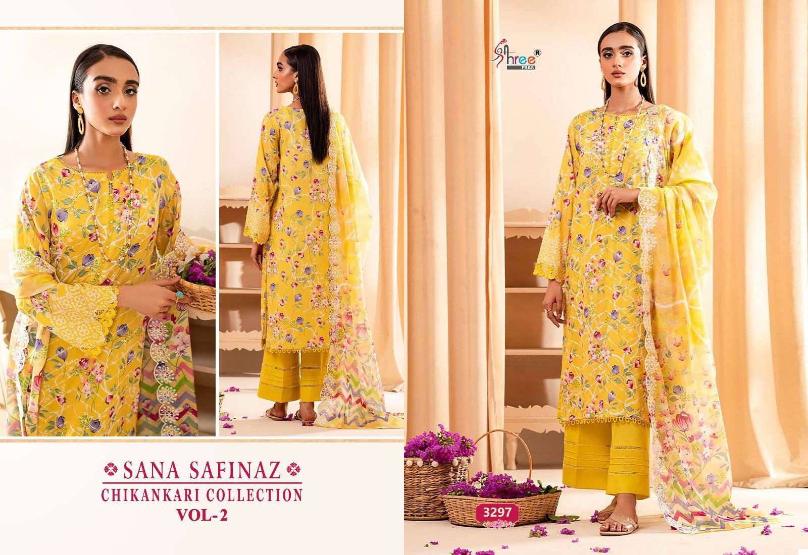 SHREE FABS SANA SAFINAZ CHIKANKARI COLLECTION VOL 2 COTTON SALWAR KAMEEZ 