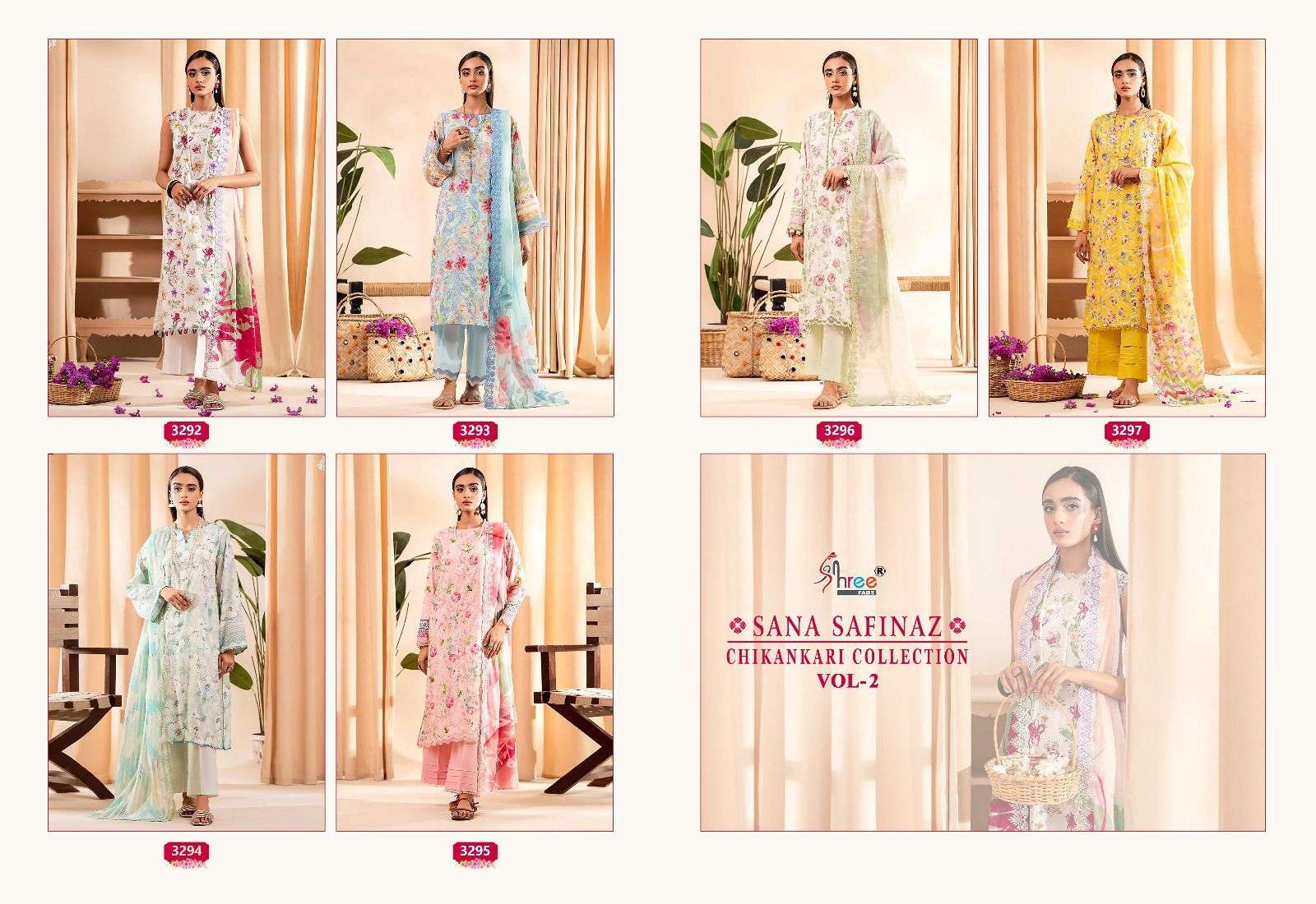 SHREE FABS SANA SAFINAZ CHIKANKARI COLLECTION VOL 2 COTTON SALWAR KAMEEZ 