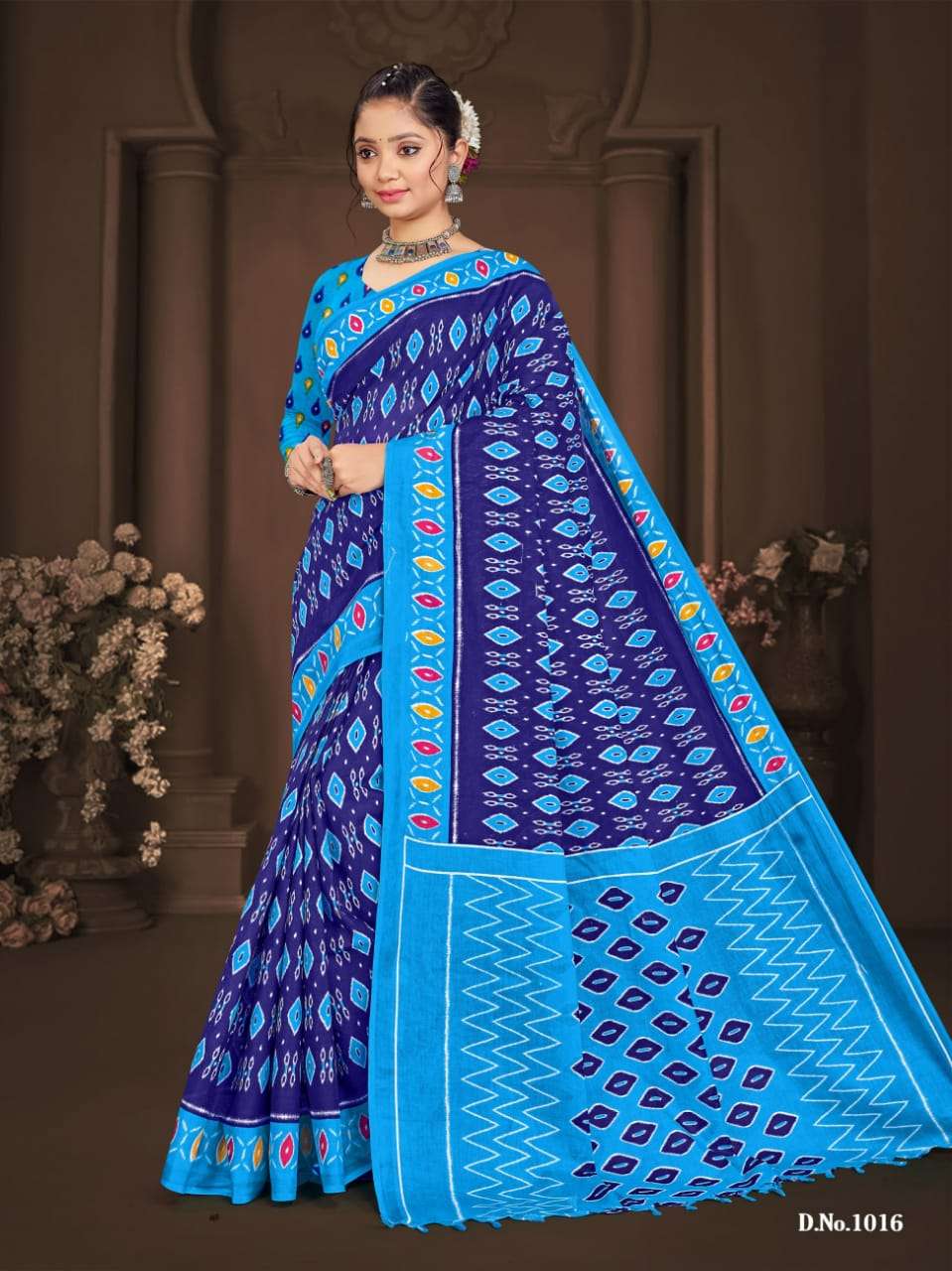 SMC IKKAT WITH LATKAN MUSLIN PRINTED SAREES