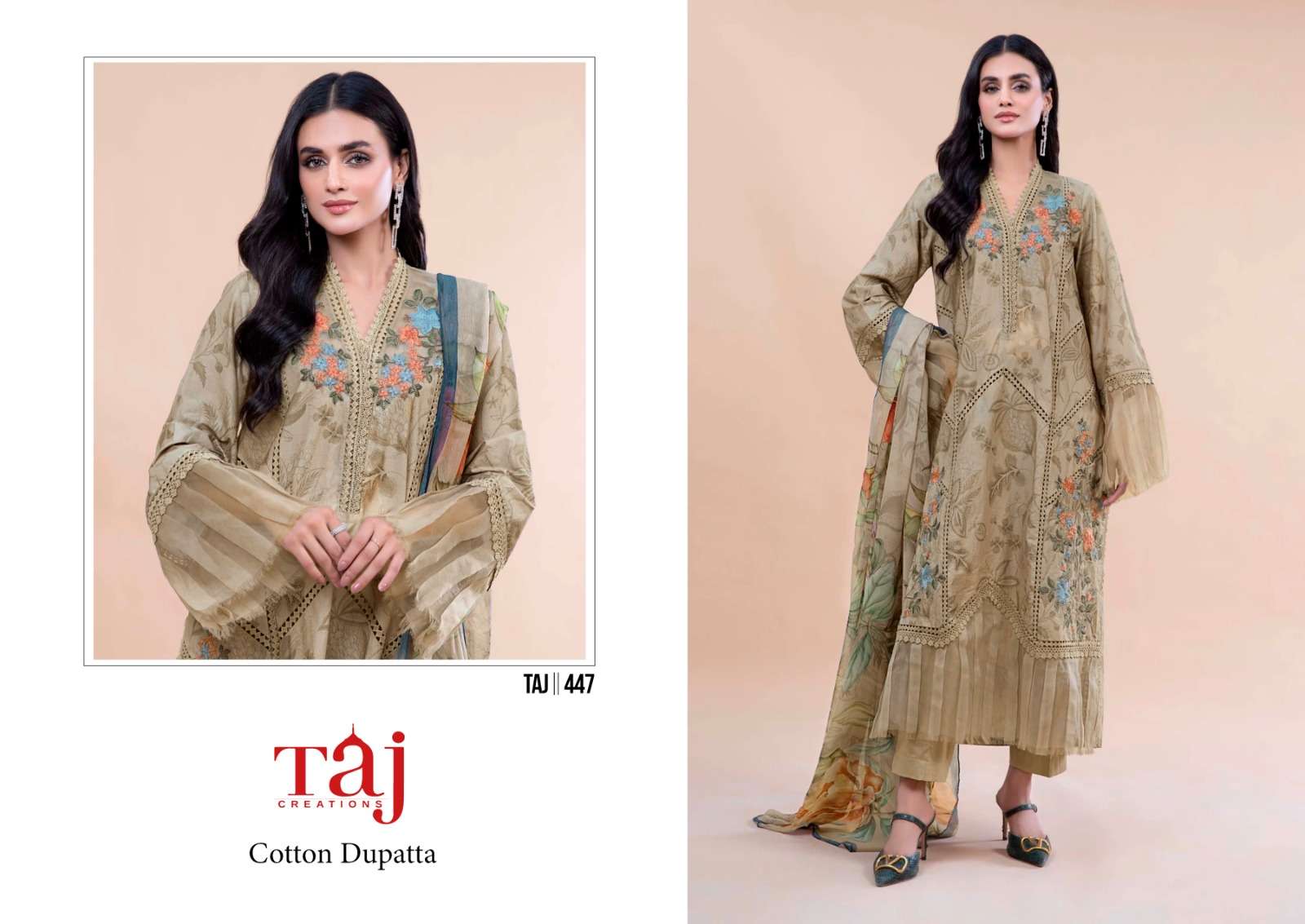 TAJ CREATION D NO 445 AND 447 COTTON SALWAR KAMEEZ 