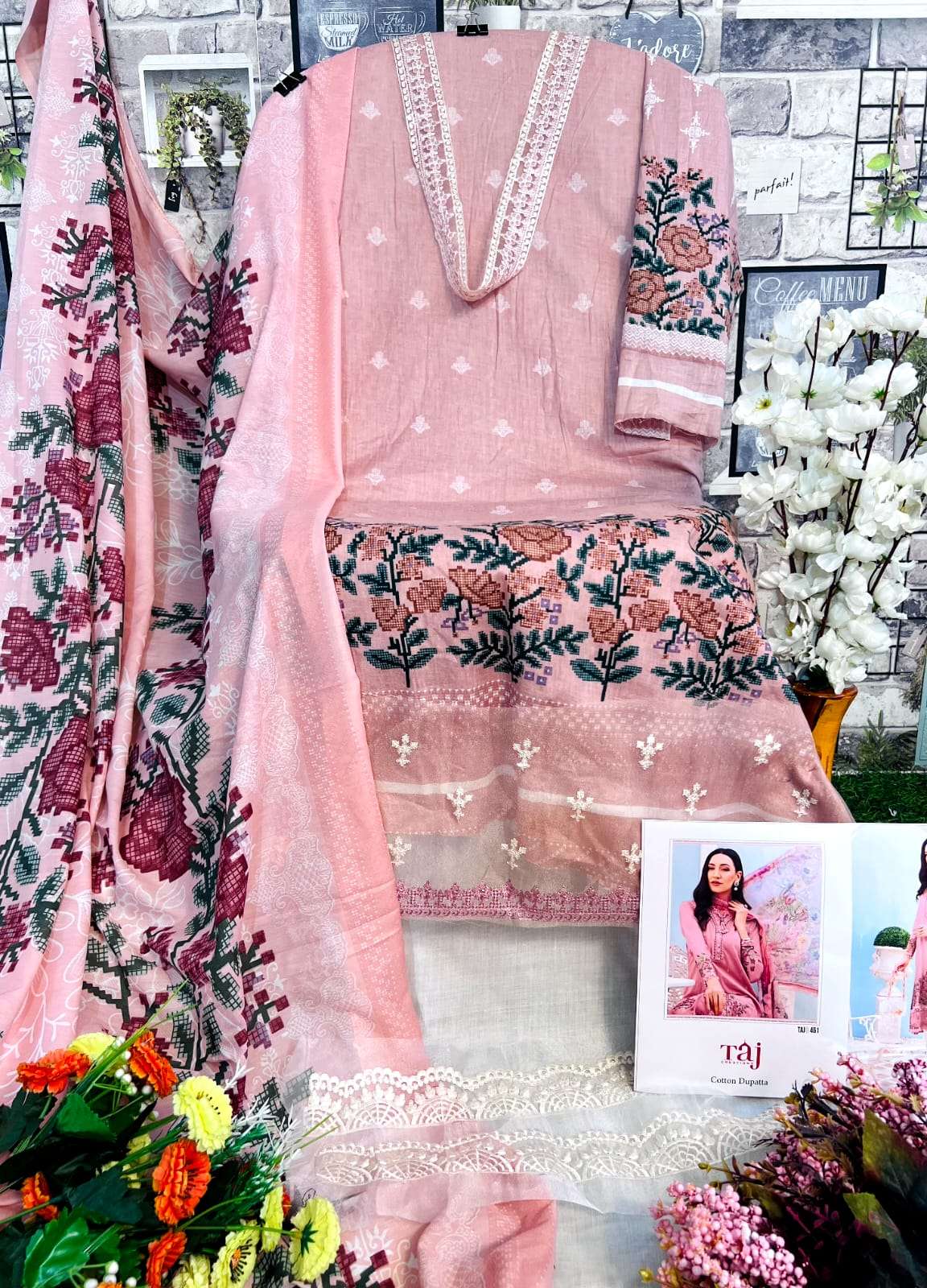 TAJ CREATION D NO 460 AND 461 COTTON SALWAR KAMEEZ 