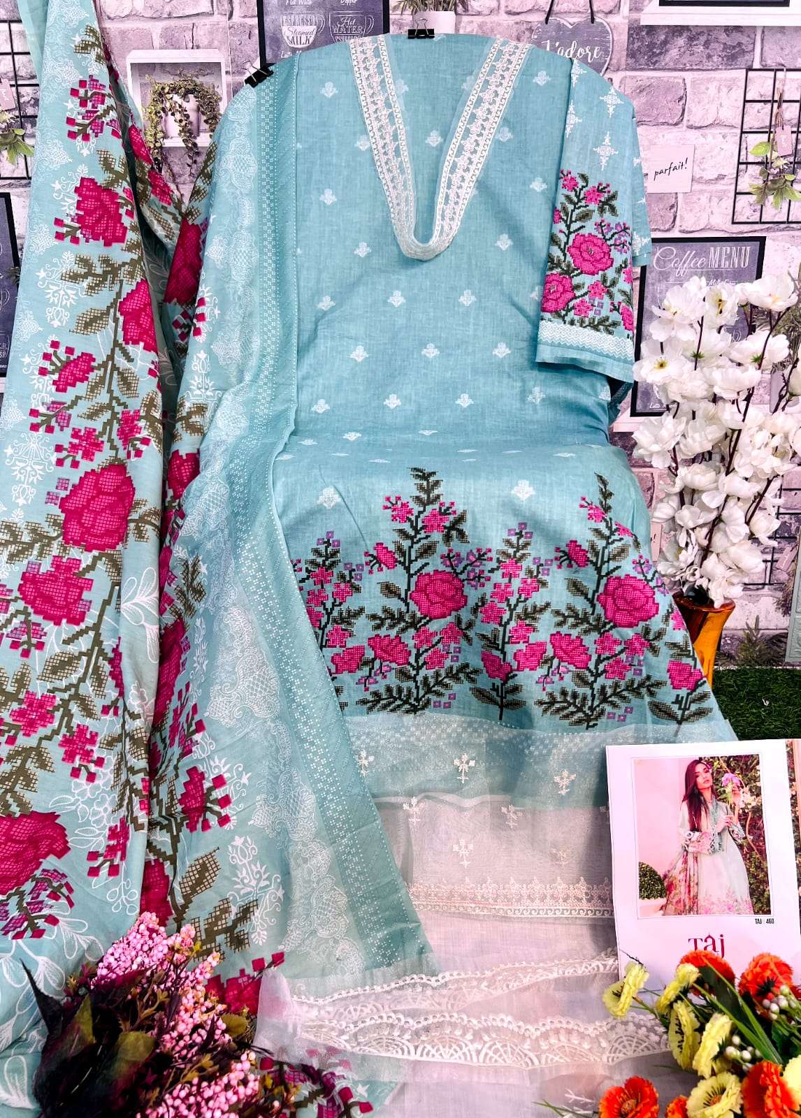 TAJ CREATION D NO 460 AND 461 COTTON SALWAR KAMEEZ 
