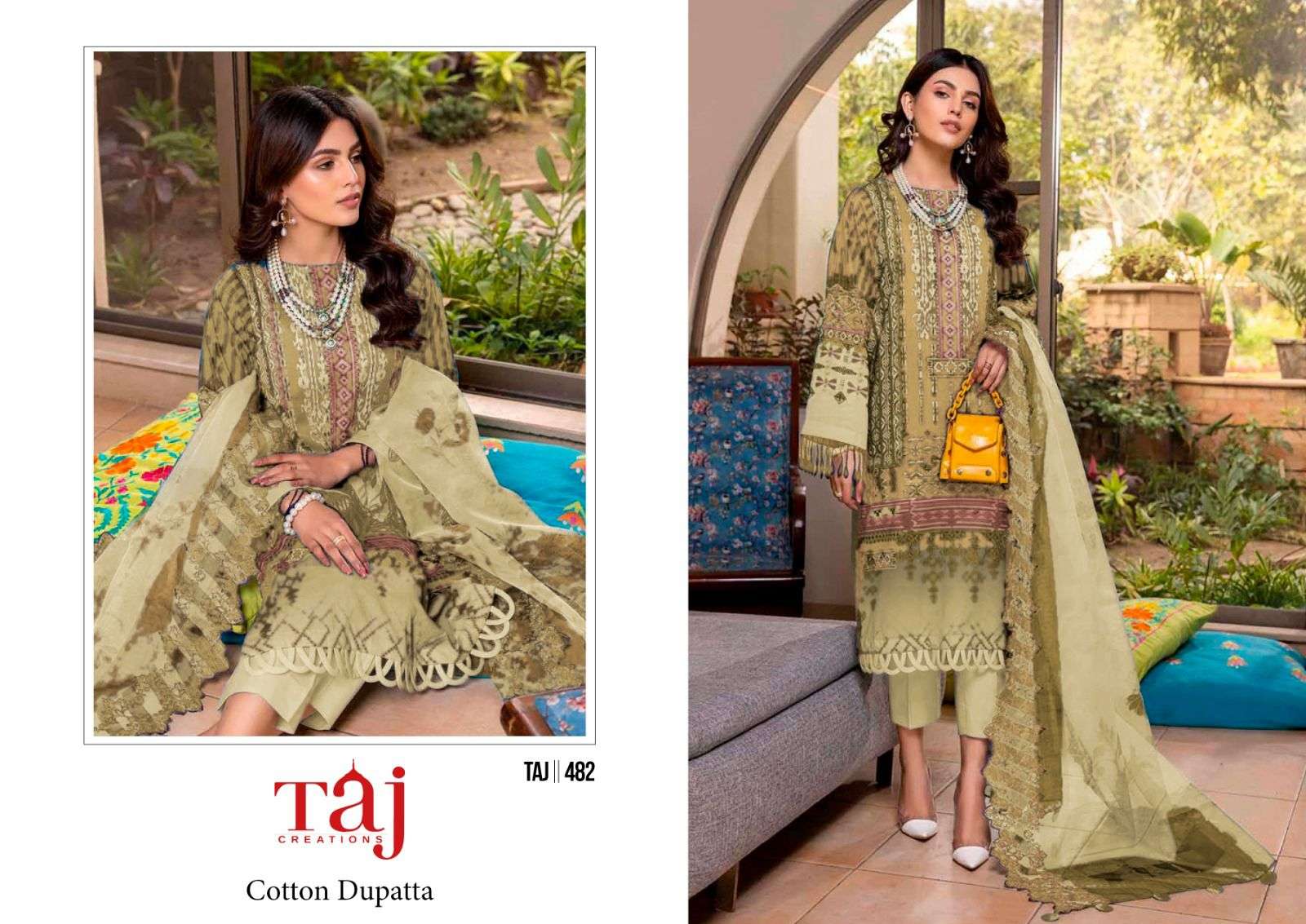 TAJ CREATION D NO 480 AND 481 COTTON SALWAR KAMEEZ 