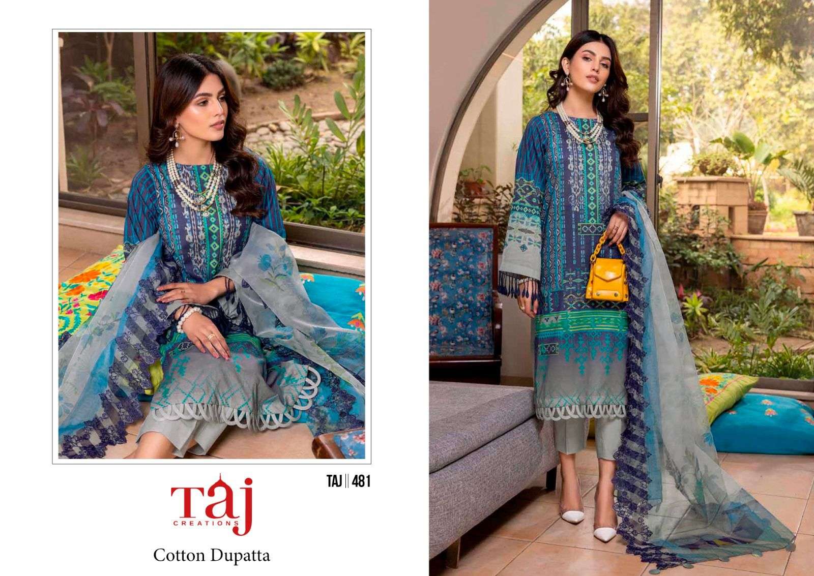 TAJ CREATION D NO 480 AND 481 COTTON SALWAR KAMEEZ 