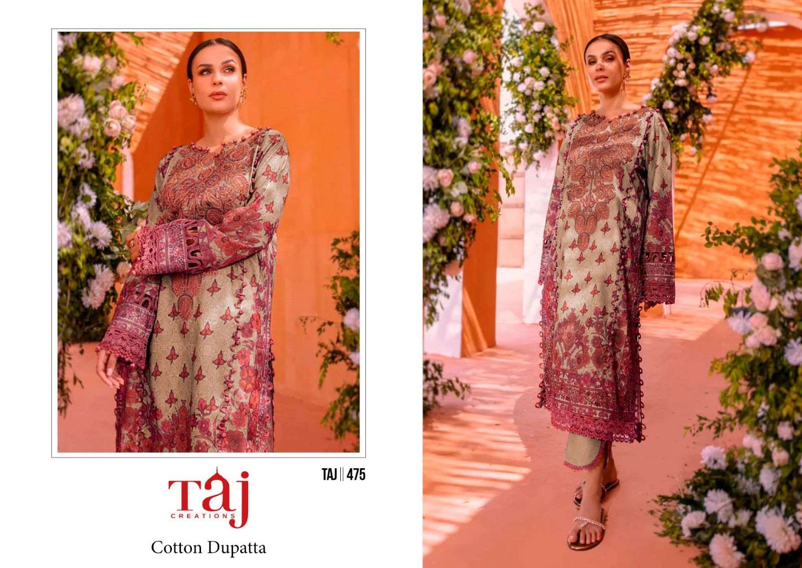 TAJ CREATIONS D NO 472 & 475 COTTON SALWAR KAMEEZ 