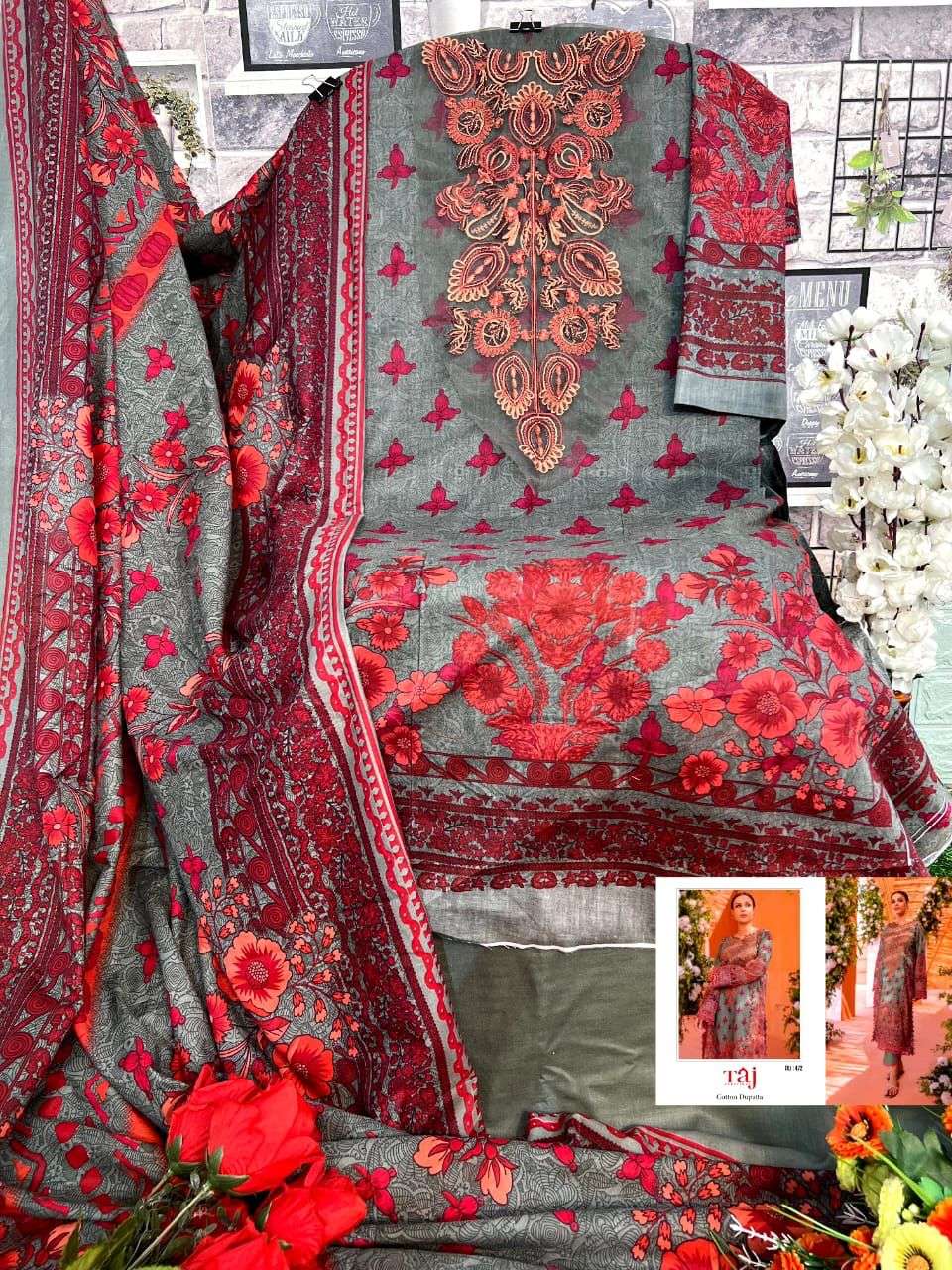 TAJ CREATIONS D NO 472 & 475 COTTON SALWAR KAMEEZ 