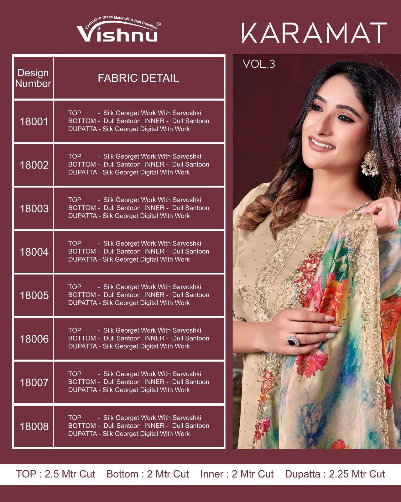 VISHNU IMPEX KARAMAT VOL 3 GEORGETTE FANCY WORK SUITS 