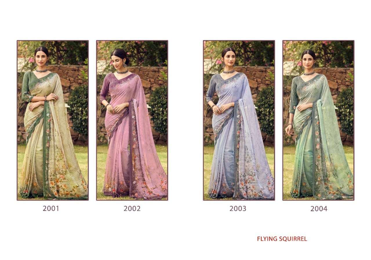 VISHWAM FABRICS FLYING SQUIRREL DIGITAL PRINT GEORGETTE SAREES
