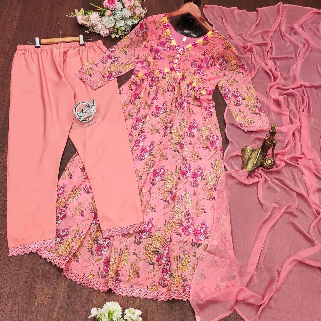 X ANGLE PINK ALIACUT KURTI