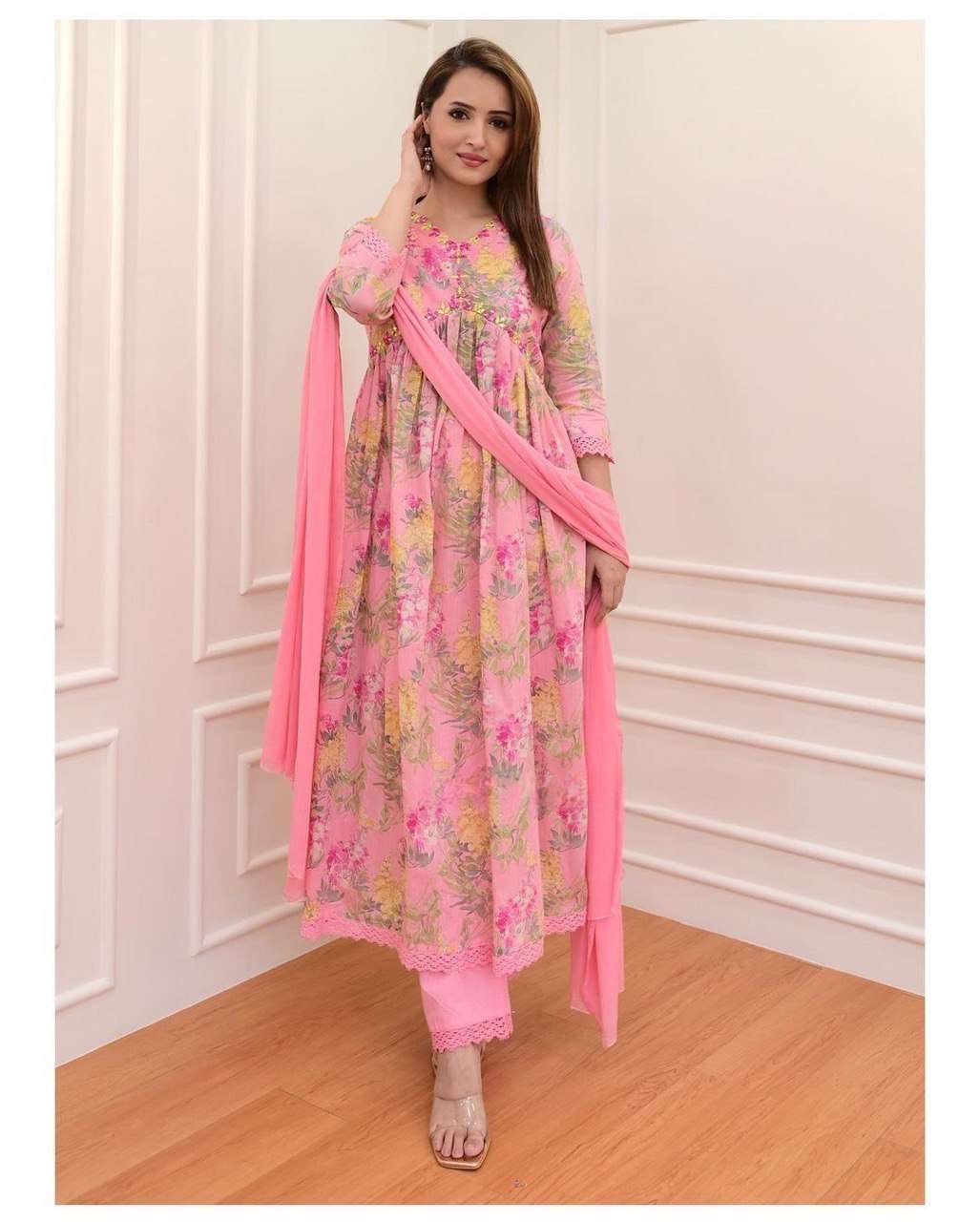 X ANGLE PINK ALIACUT KURTI