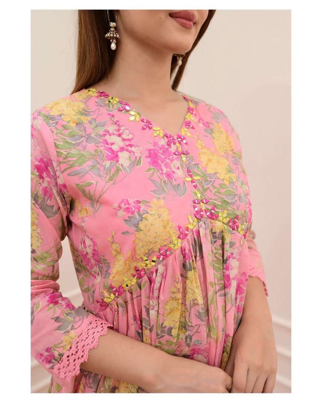 X ANGLE PINK ALIACUT KURTI