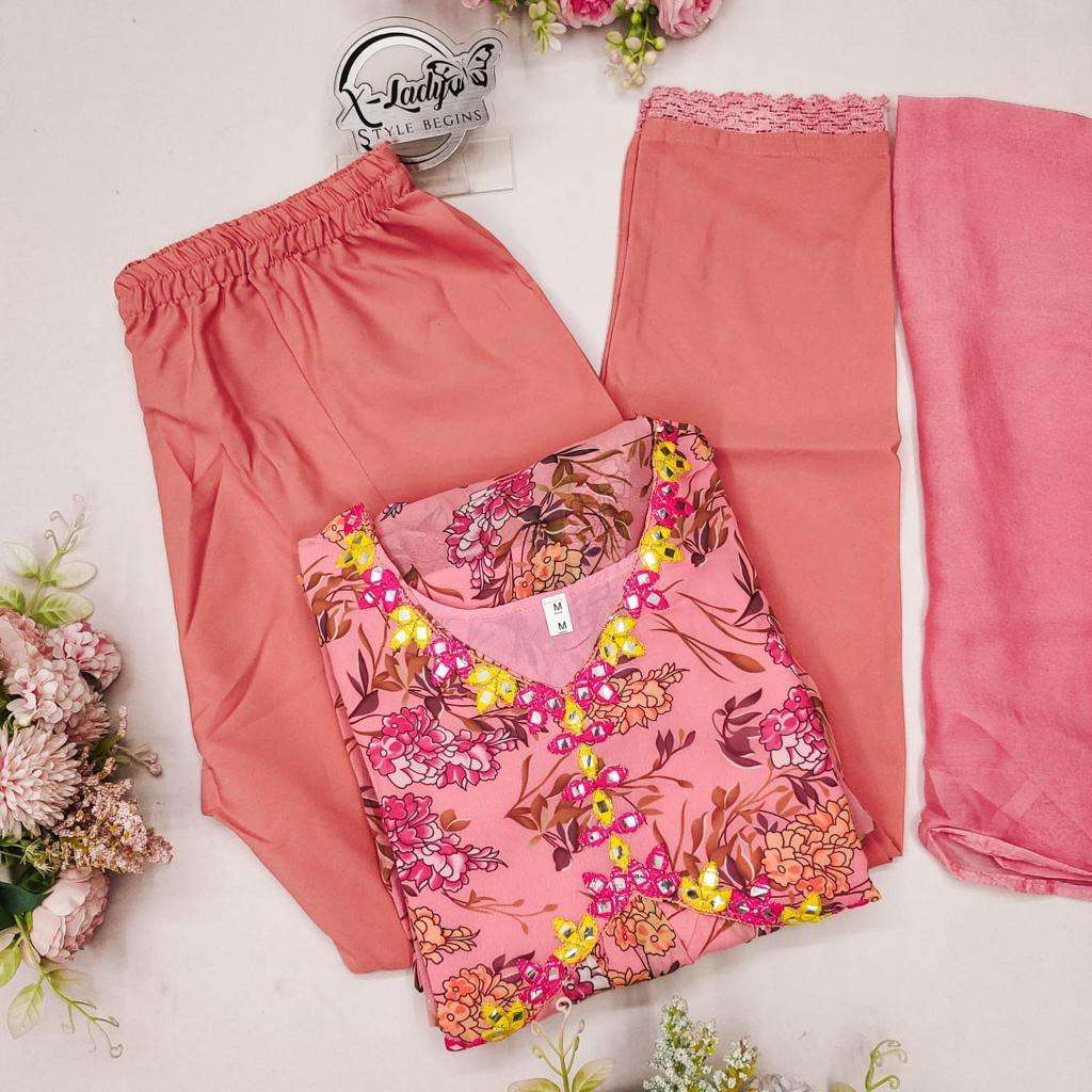 X ANGLE PINK ALIACUT KURTI