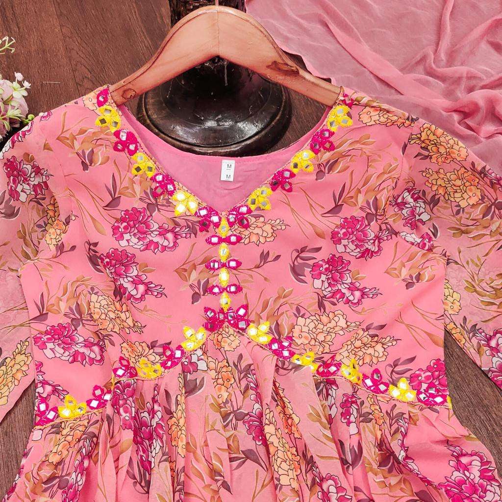X ANGLE PINK ALIACUT KURTI