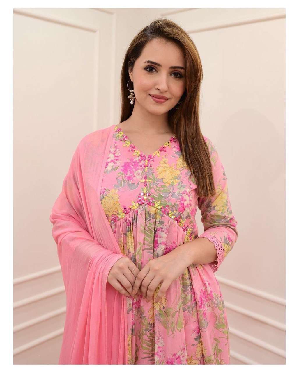 X ANGLE PINK ALIACUT KURTI
