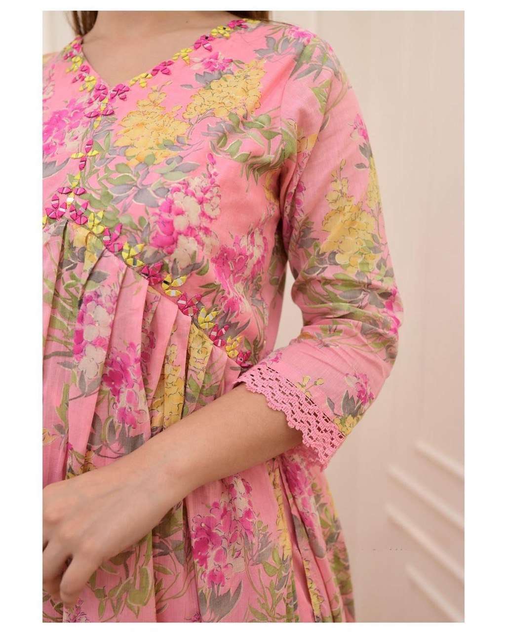 X ANGLE PINK ALIACUT KURTI