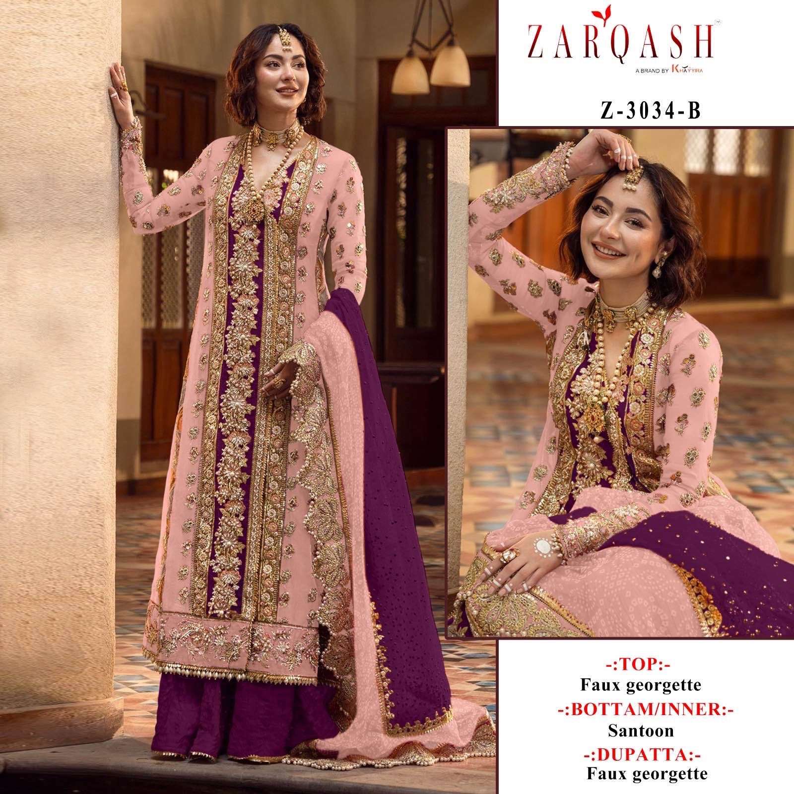  ZARQASH Z 3034  DESIGNER GEORGETTE SUIT