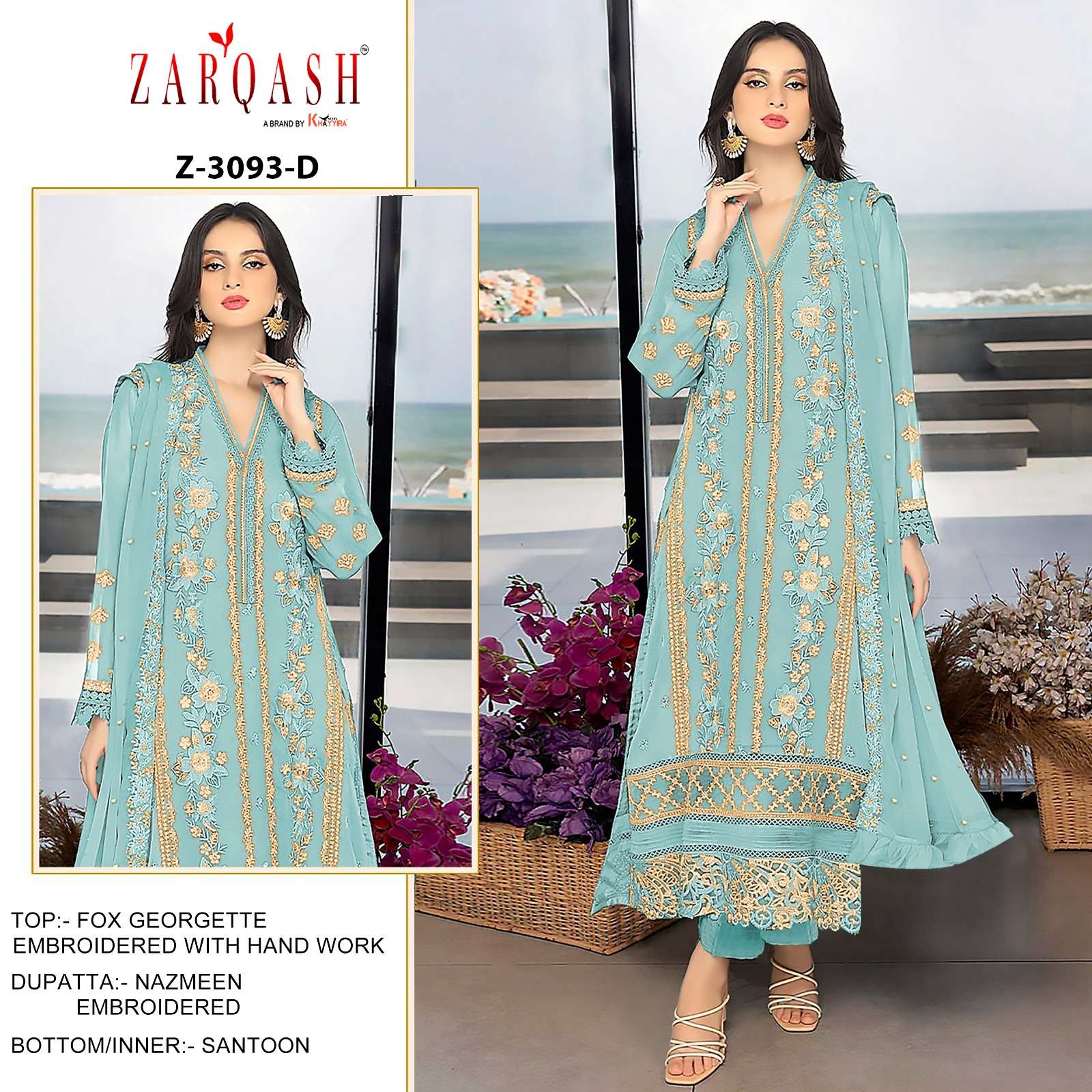 ZARQASH Z 3093 PAKISTANI GEORGETTE SUIT