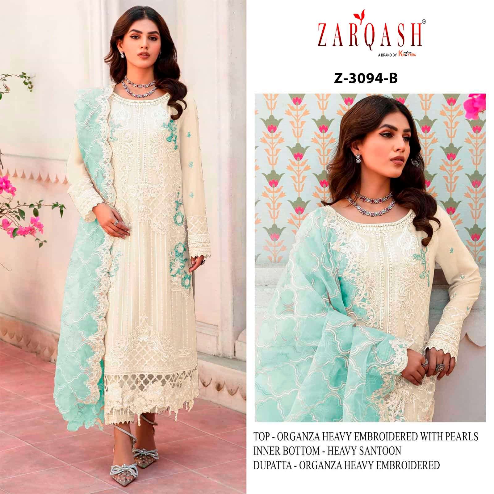 ZARQASH Z 3094 ORGANZA DESIGNER SUIT