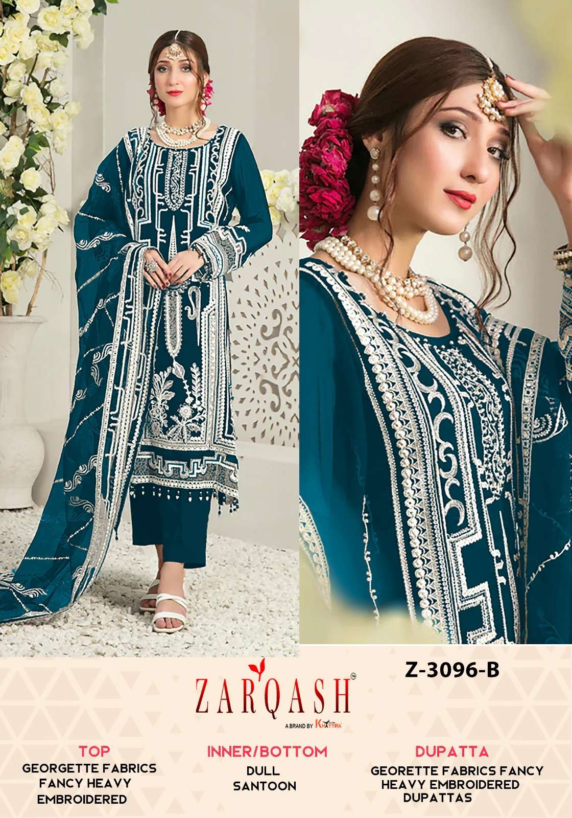 ZARQASH Z 3096 PAKISTANI GEORGETTE SUIT