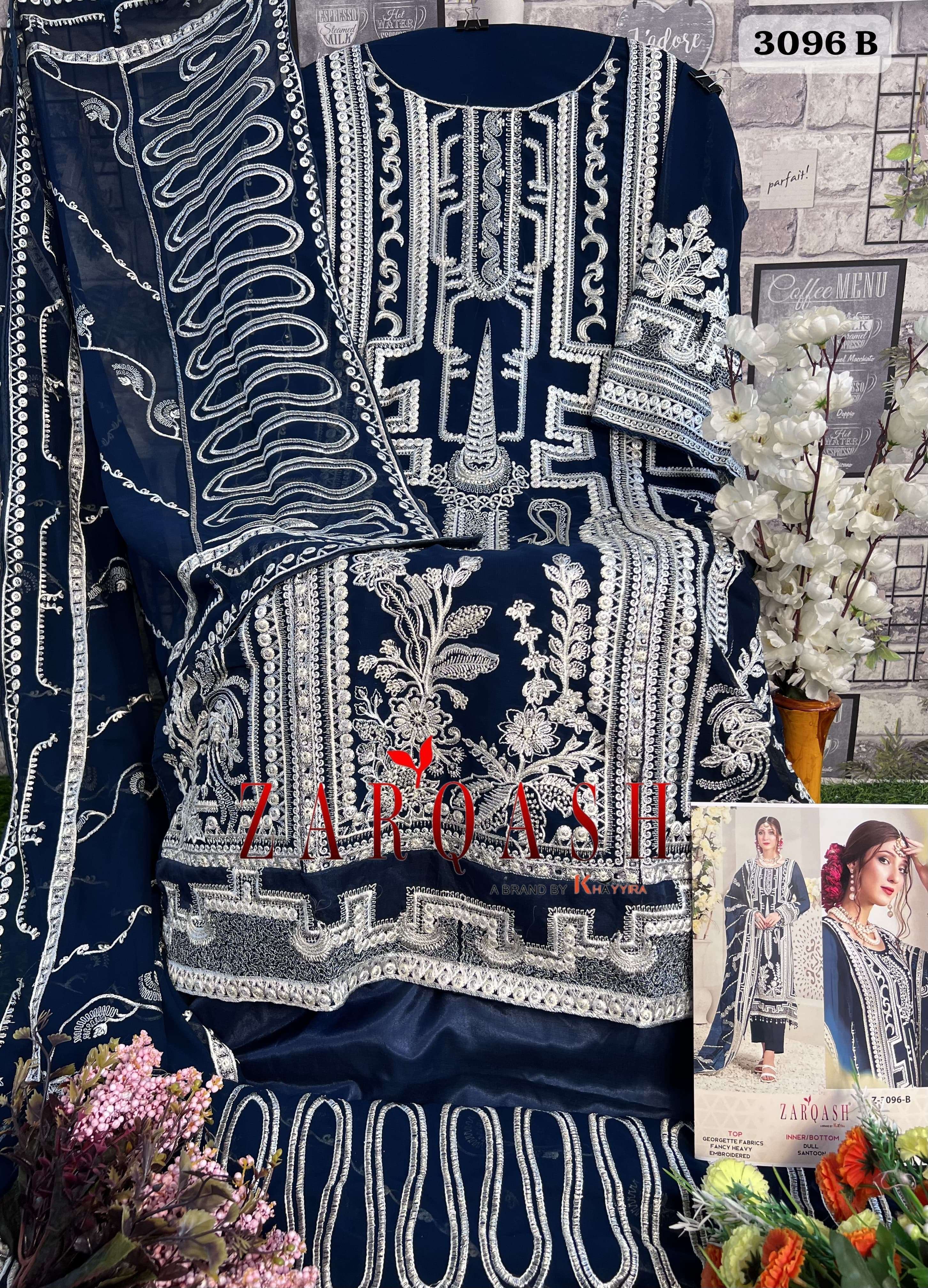 ZARQASH Z 3096 PAKISTANI GEORGETTE SUIT