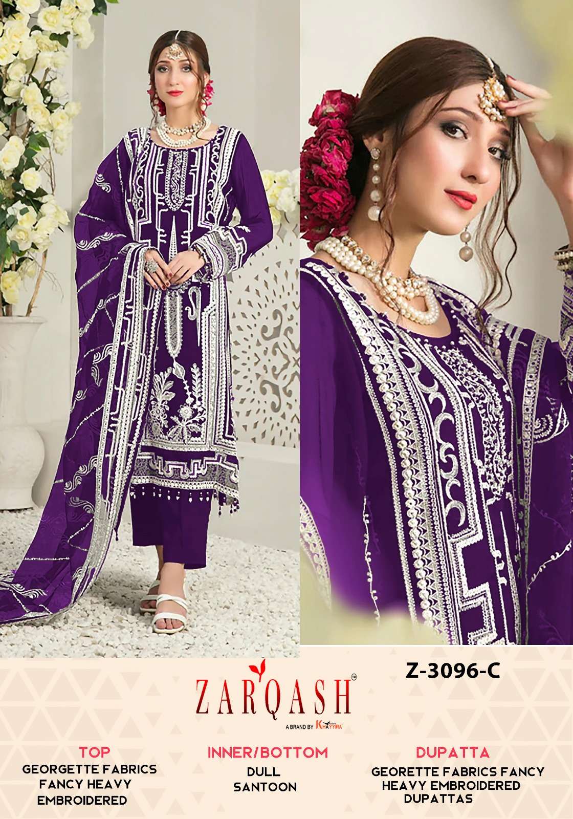 ZARQASH Z 3096 PAKISTANI GEORGETTE SUIT