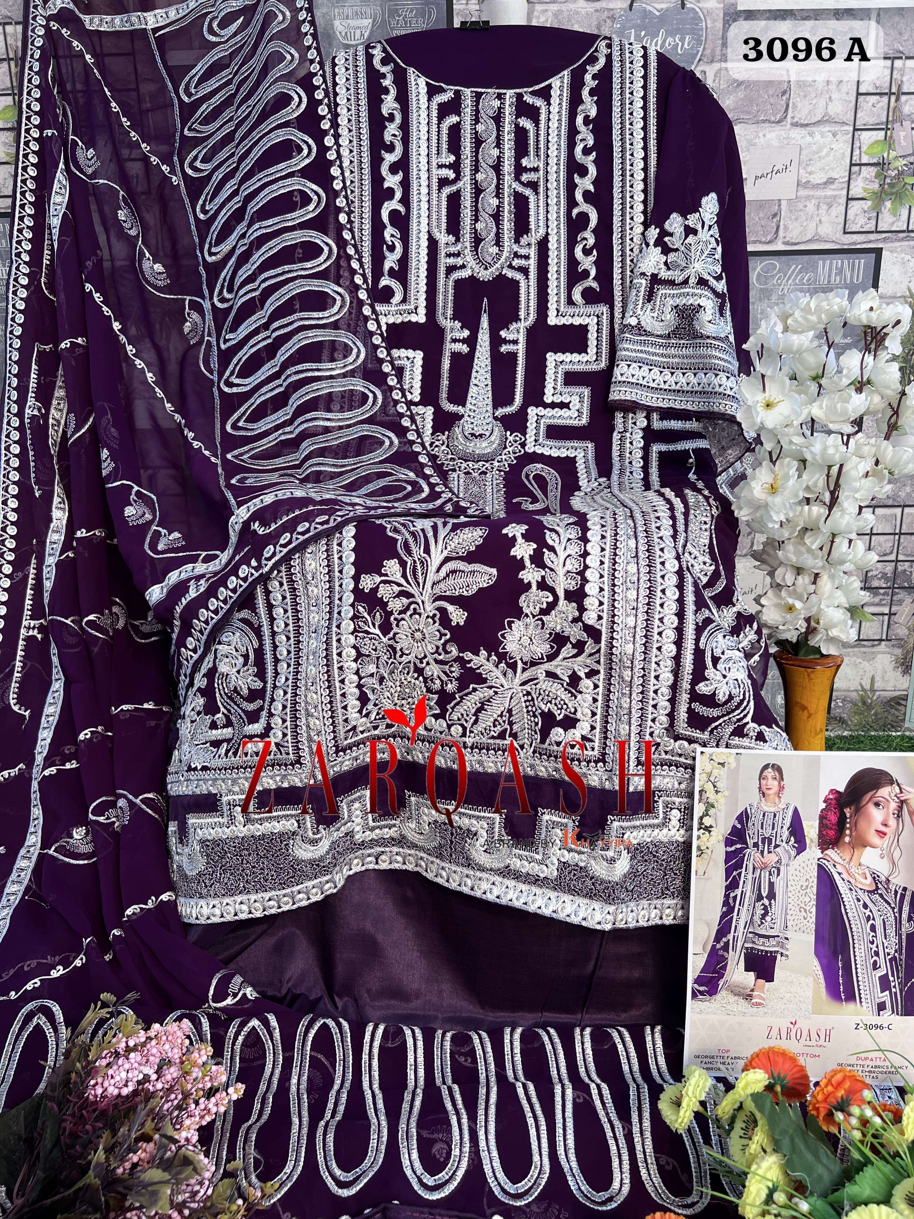 ZARQASH Z 3096 PAKISTANI GEORGETTE SUIT