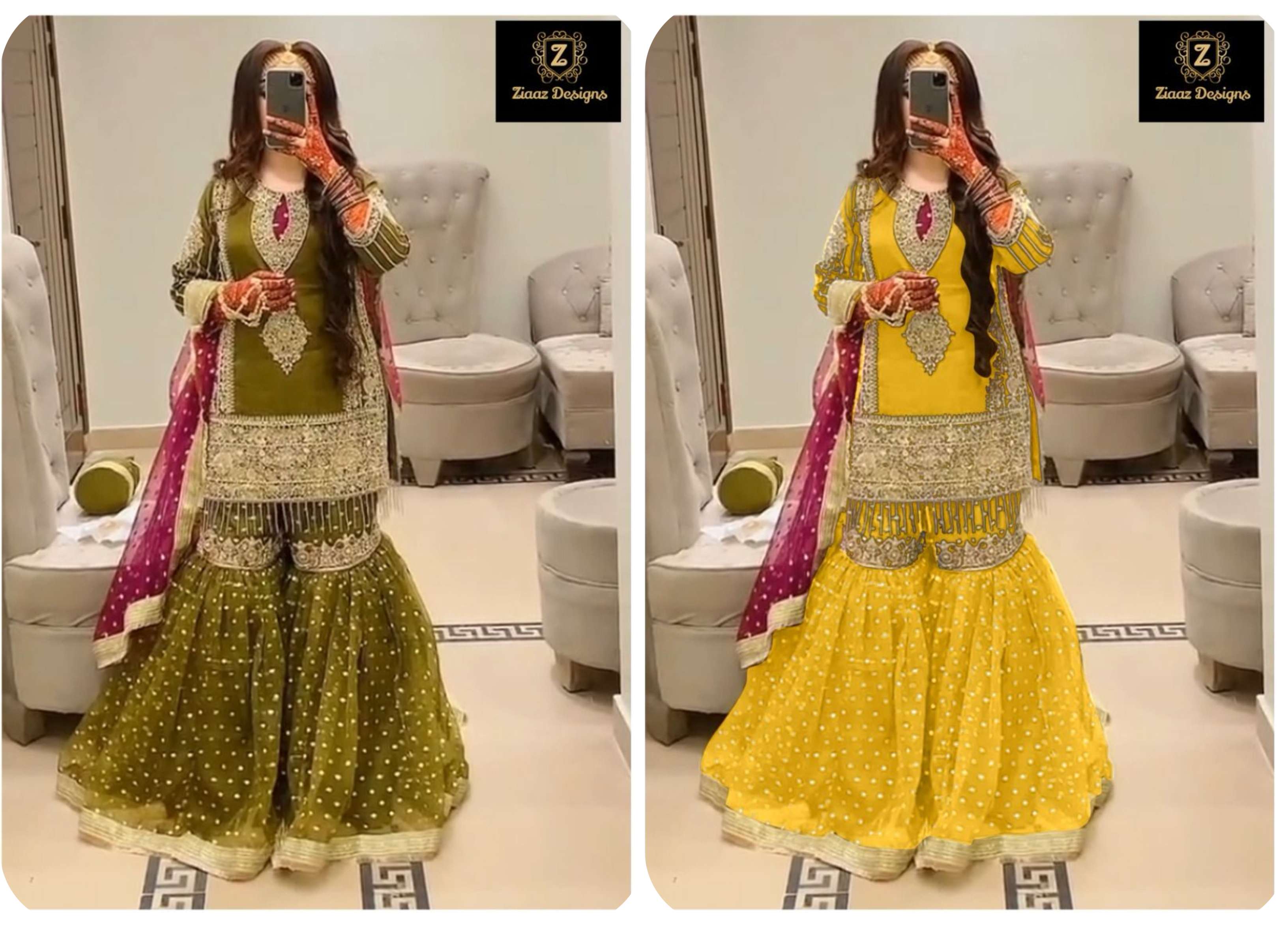 ZIAAZ DESIGNS CODE  412 PAKISTANI SHARARA SUIT