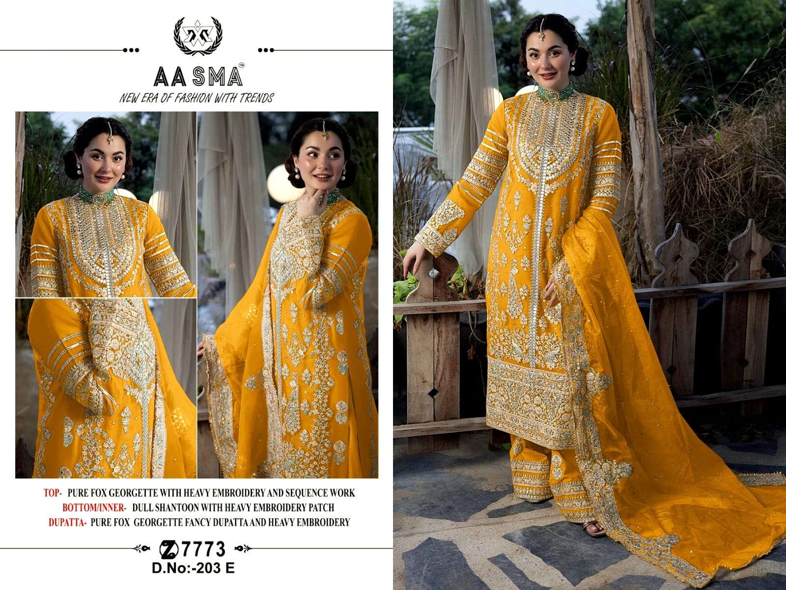 AASMA D NO 203 EFGH GEORGETTE EMBROIDERED SUIT