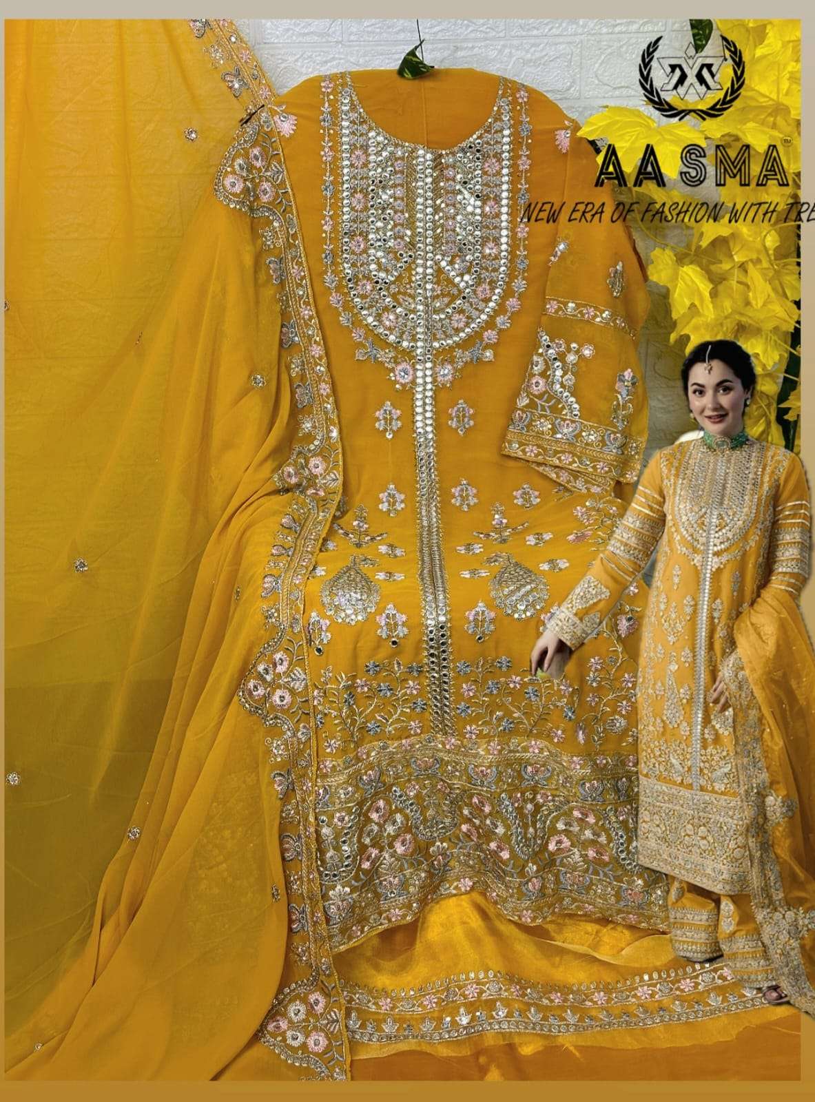 AASMA D NO 203 EFGH GEORGETTE EMBROIDERED SUIT