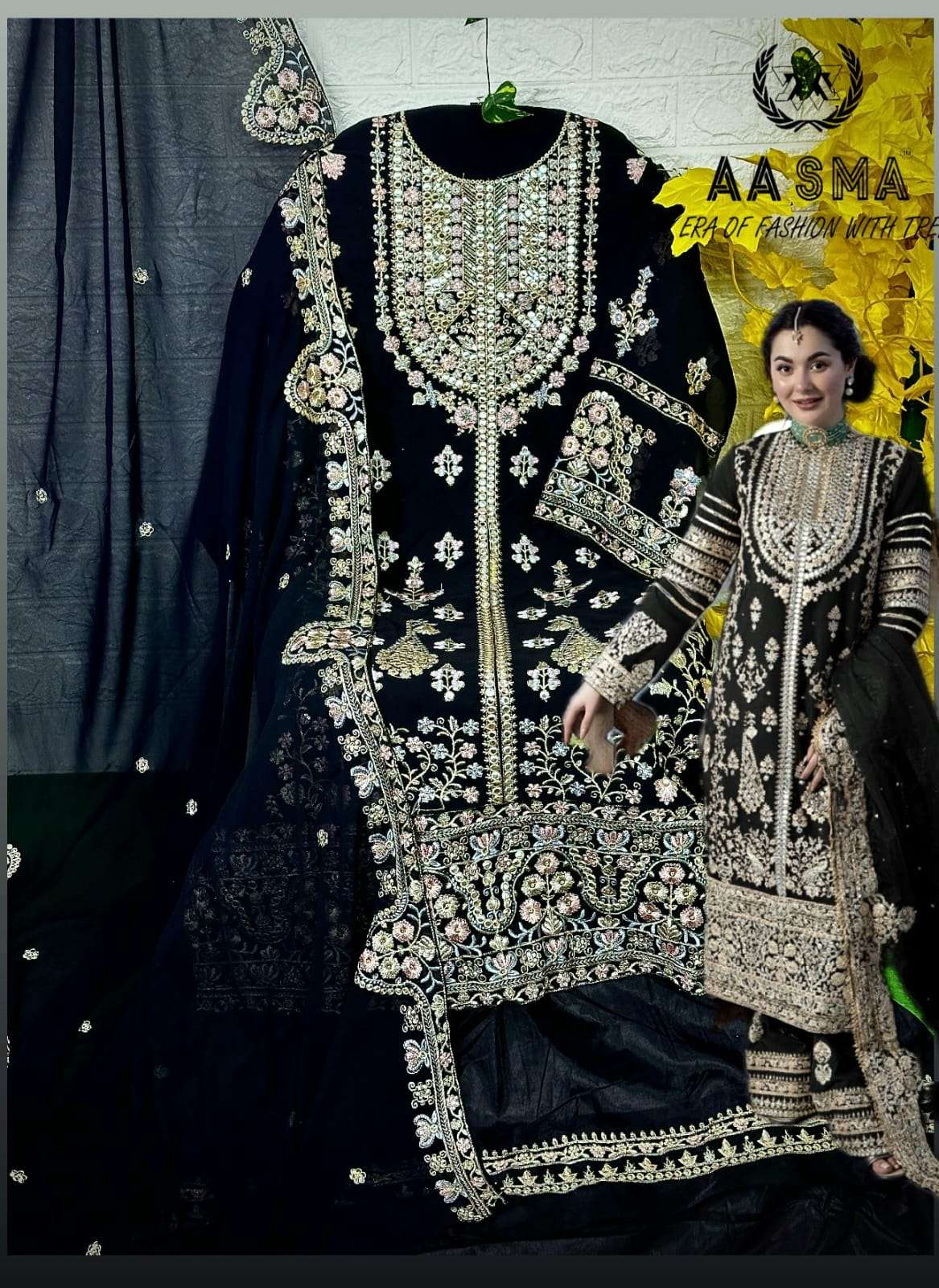 AASMA D NO 203 EFGH GEORGETTE EMBROIDERED SUIT