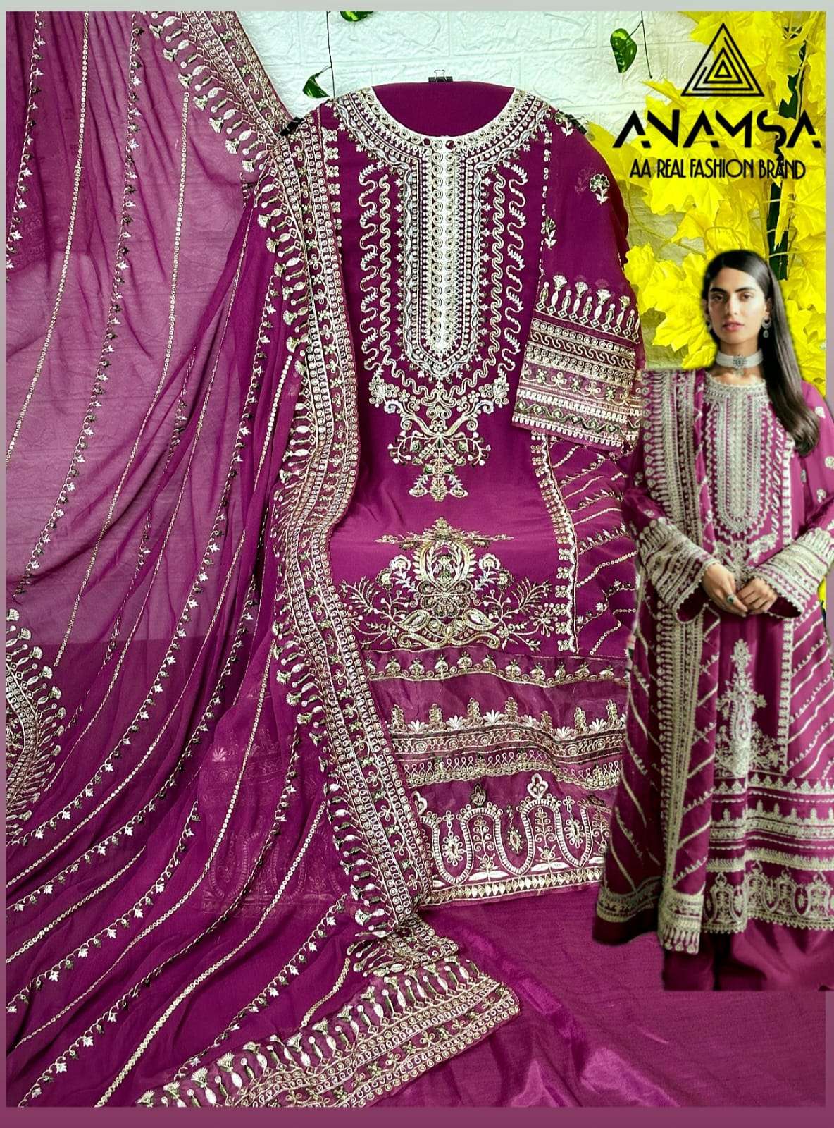 ANAMSA D NO 230 GEORGETTE BEAUTIFUL EMBROIDERED SUIT