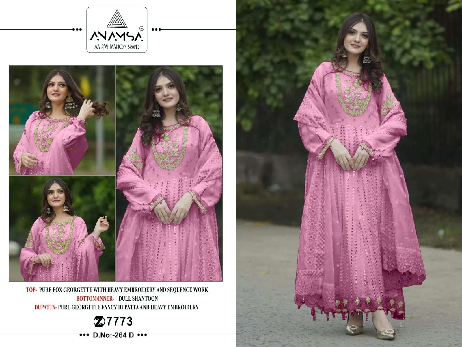 ANAMSA D NO 264 GEORGETTE DESIGNER SUIT