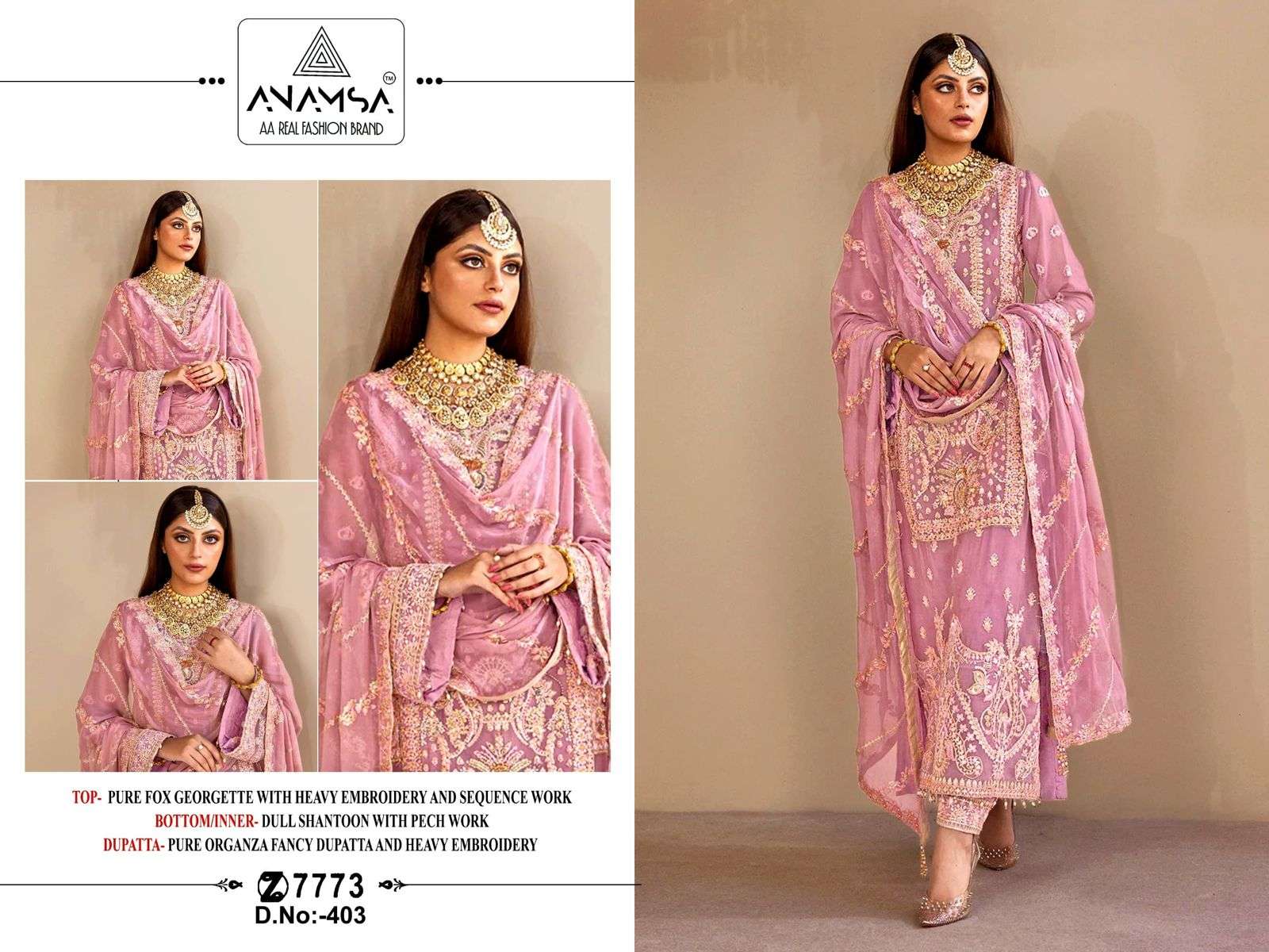 ANAMSA D NO 403 GEORGETTE DESIGNER SUIT