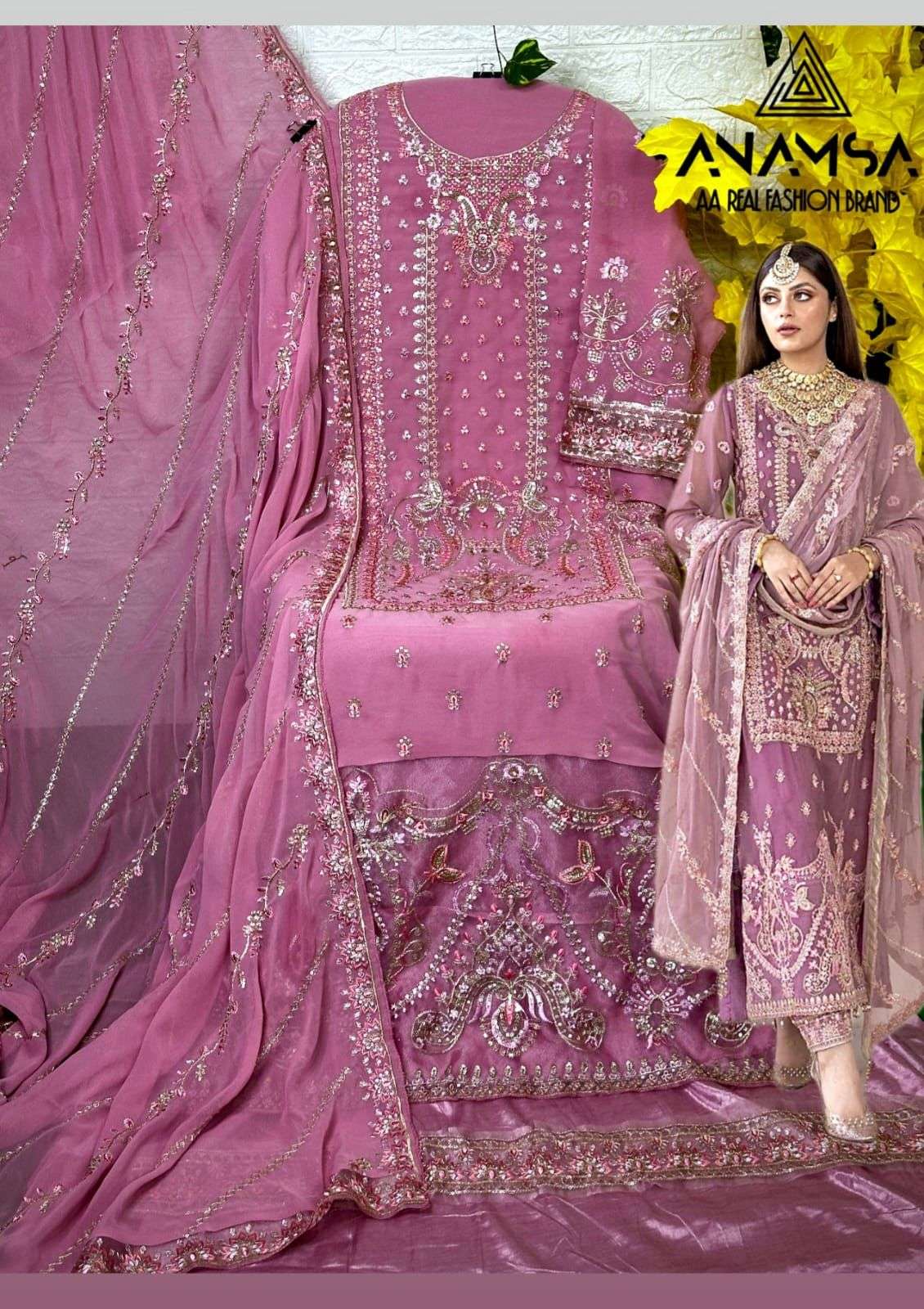 ANAMSA D NO 403 GEORGETTE DESIGNER SUIT