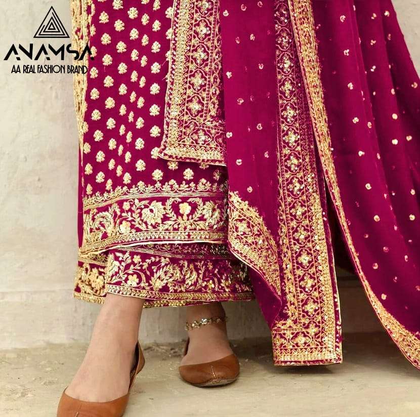 ANAMSA D NO 407 GEORGETTE EMBROIDERED SUIT