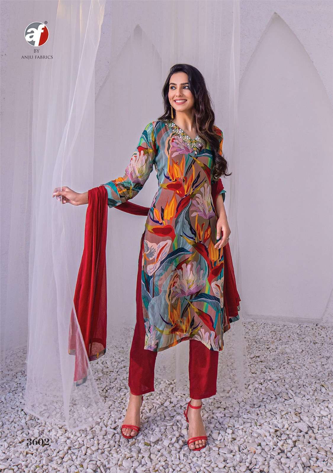ANJU FABRICS NAZAR VOL 6 VISCOSE FANCY DESIGNER SUIT