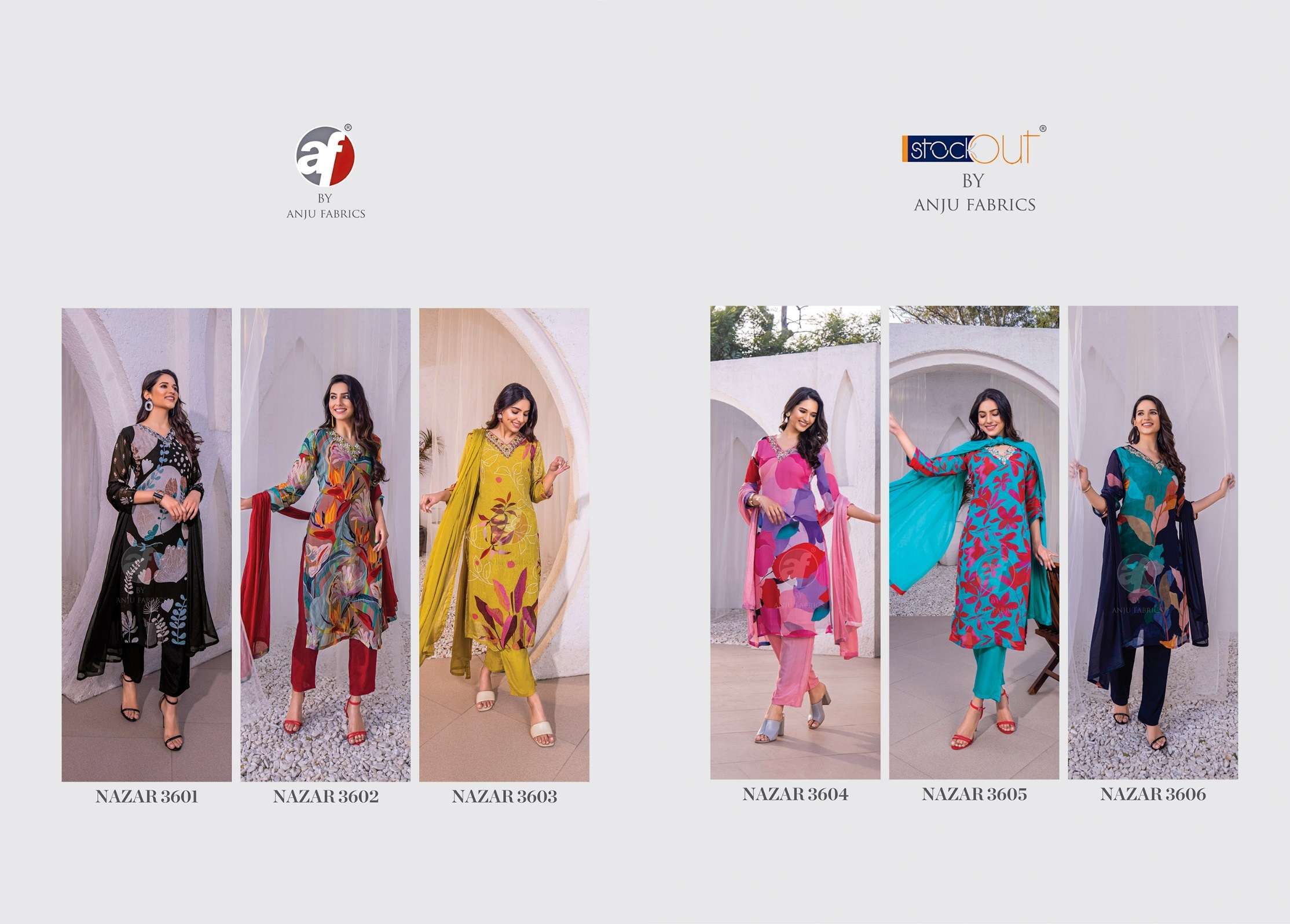 ANJU FABRICS NAZAR VOL 6 VISCOSE FANCY DESIGNER SUIT