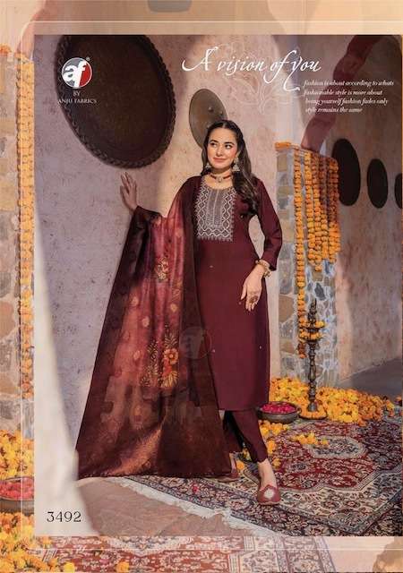ANJU FABRICS SANGEET VOL 5 VISCOSE HEAVY DESIGNER KURTI COMBO SET 